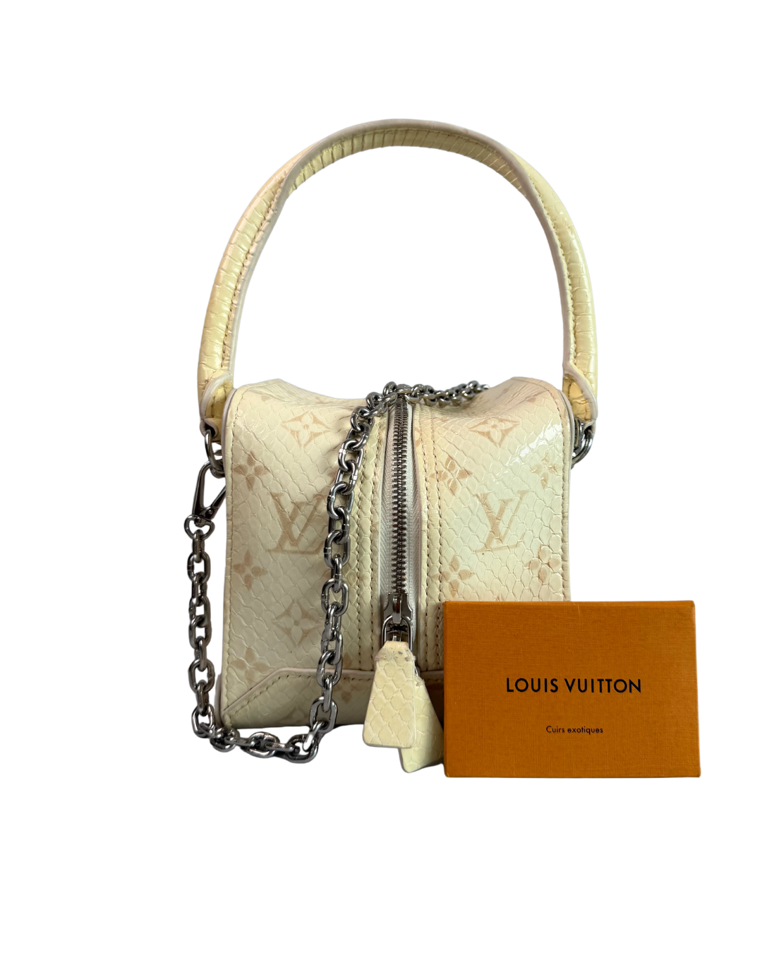 Louis Vuitton White Monogram Shiny Python Square Bag
