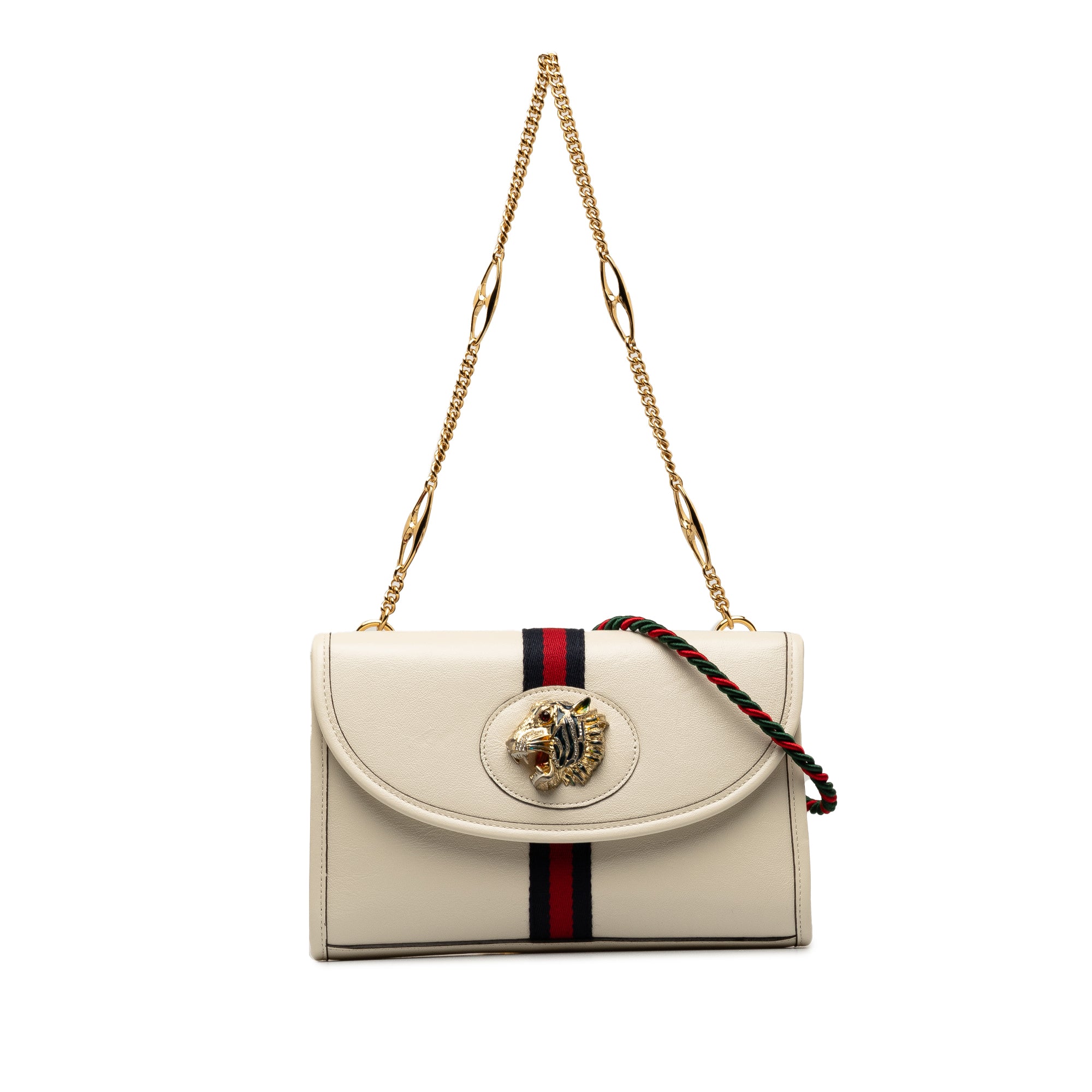 Gucci Small Rajah Web Chain Crossbody Bag In White