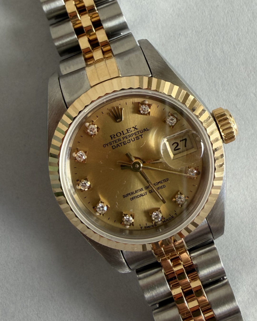 ROLEX LADY DATEJUST 26MM IN STEEL AND GOLD WITH CHAMPAGNE DIAL AND DIAMONDS
