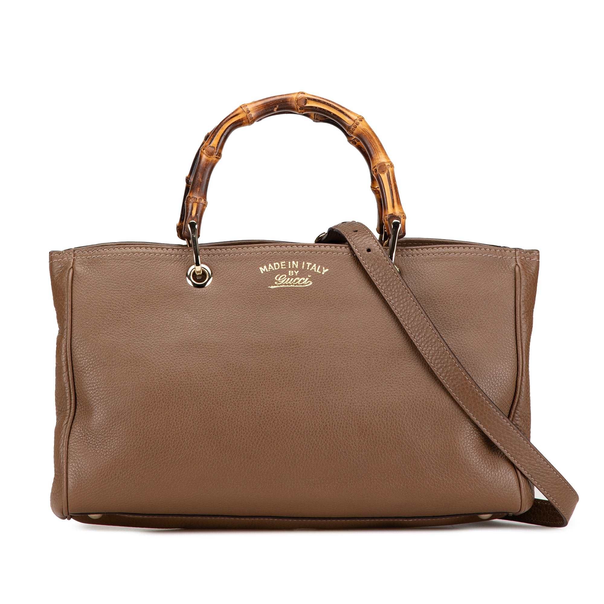 Gucci Medium Calfskin Bamboo Shopper Satchel In Brown