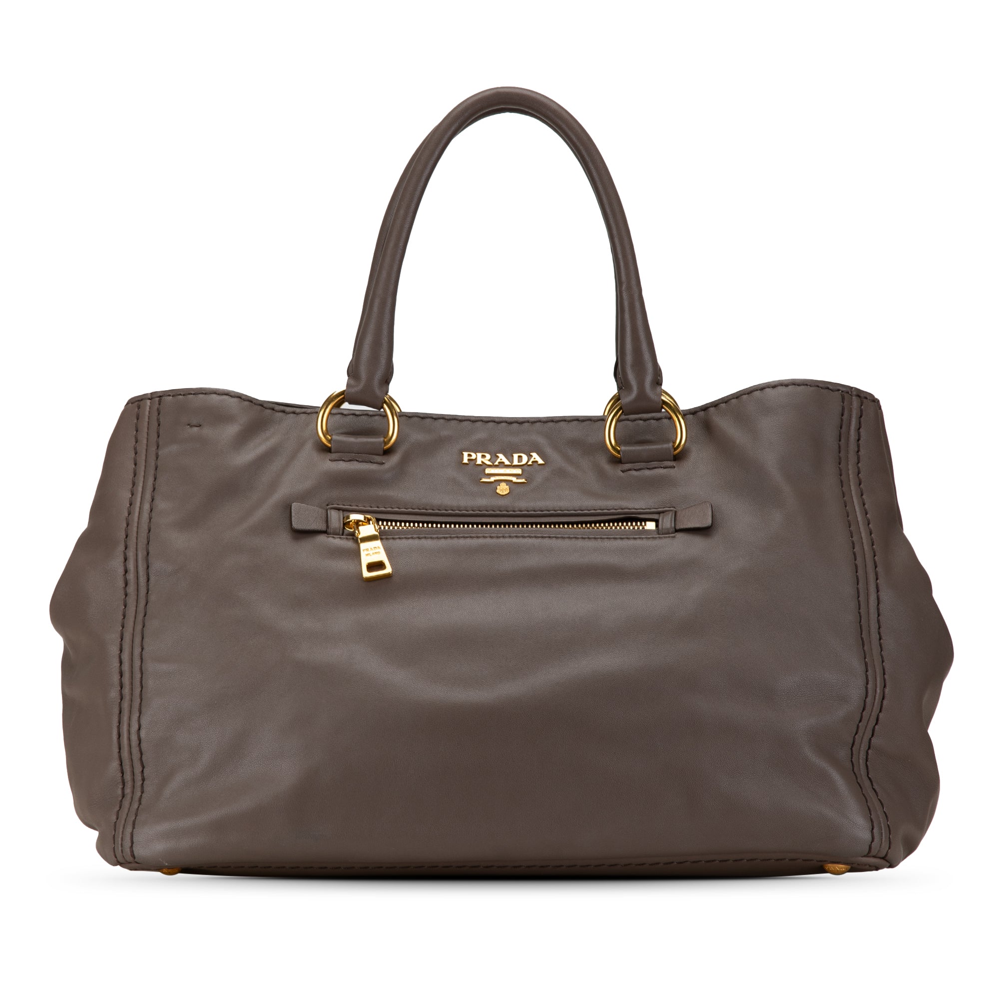 Prada Soft Calf Satchel In Grey