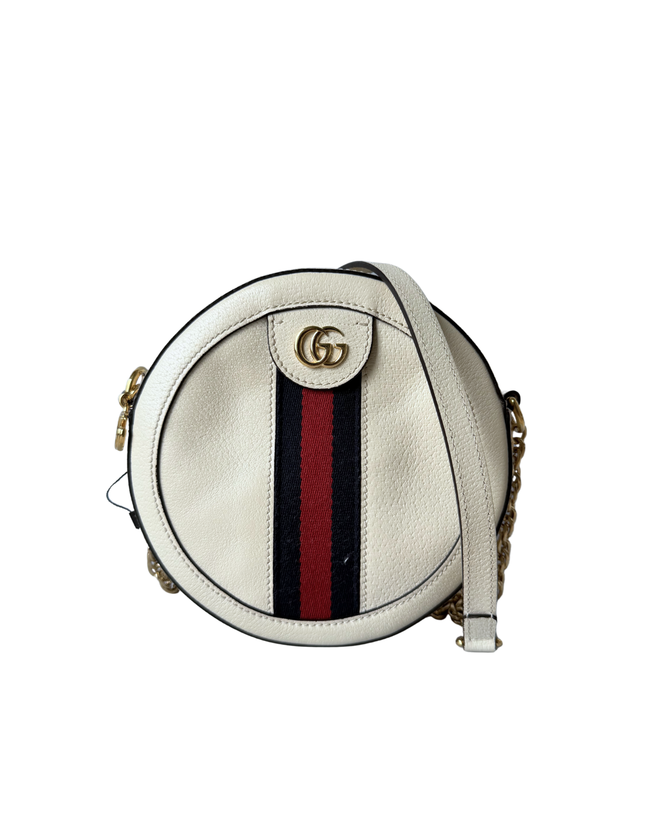 GUCCI OPHIDIA ROUND CROSSBODY - IN WHITE