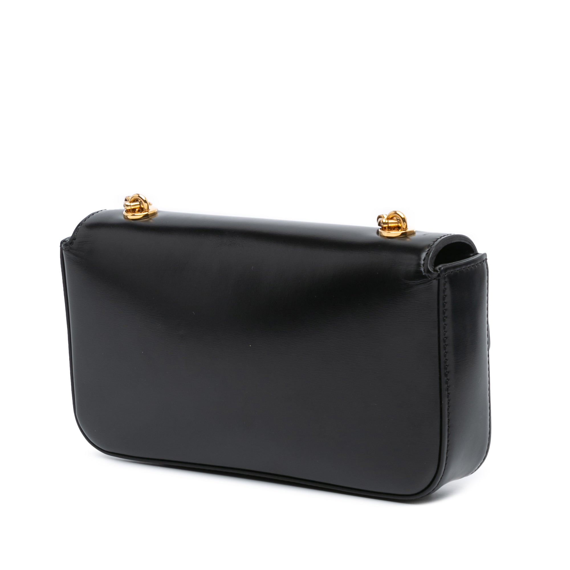 Celine Smooth Calfskin Cuir Triomphe Chain Shoulder Bag In Black