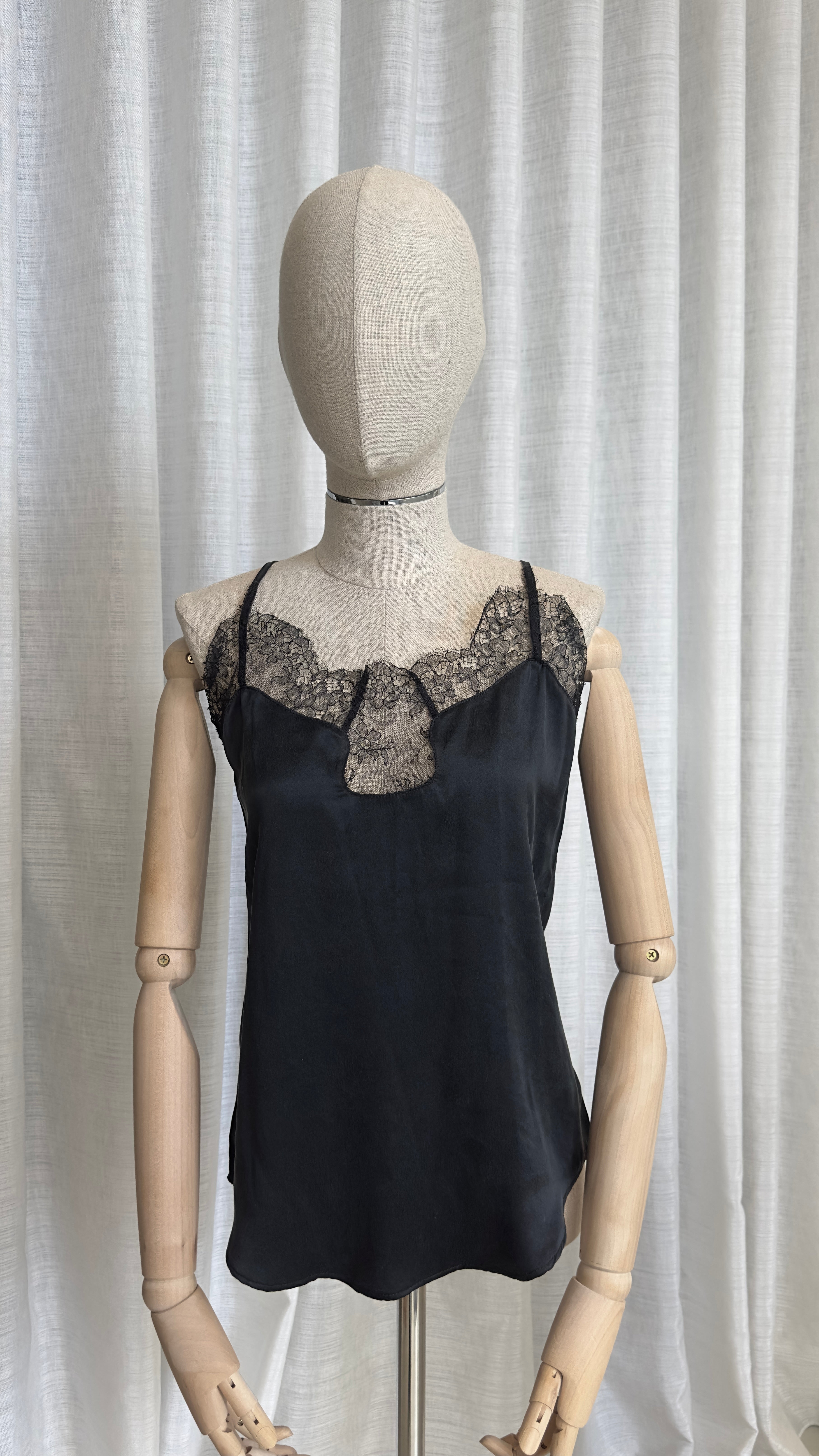 Balmain Silk Top with Lace Detail - Size M