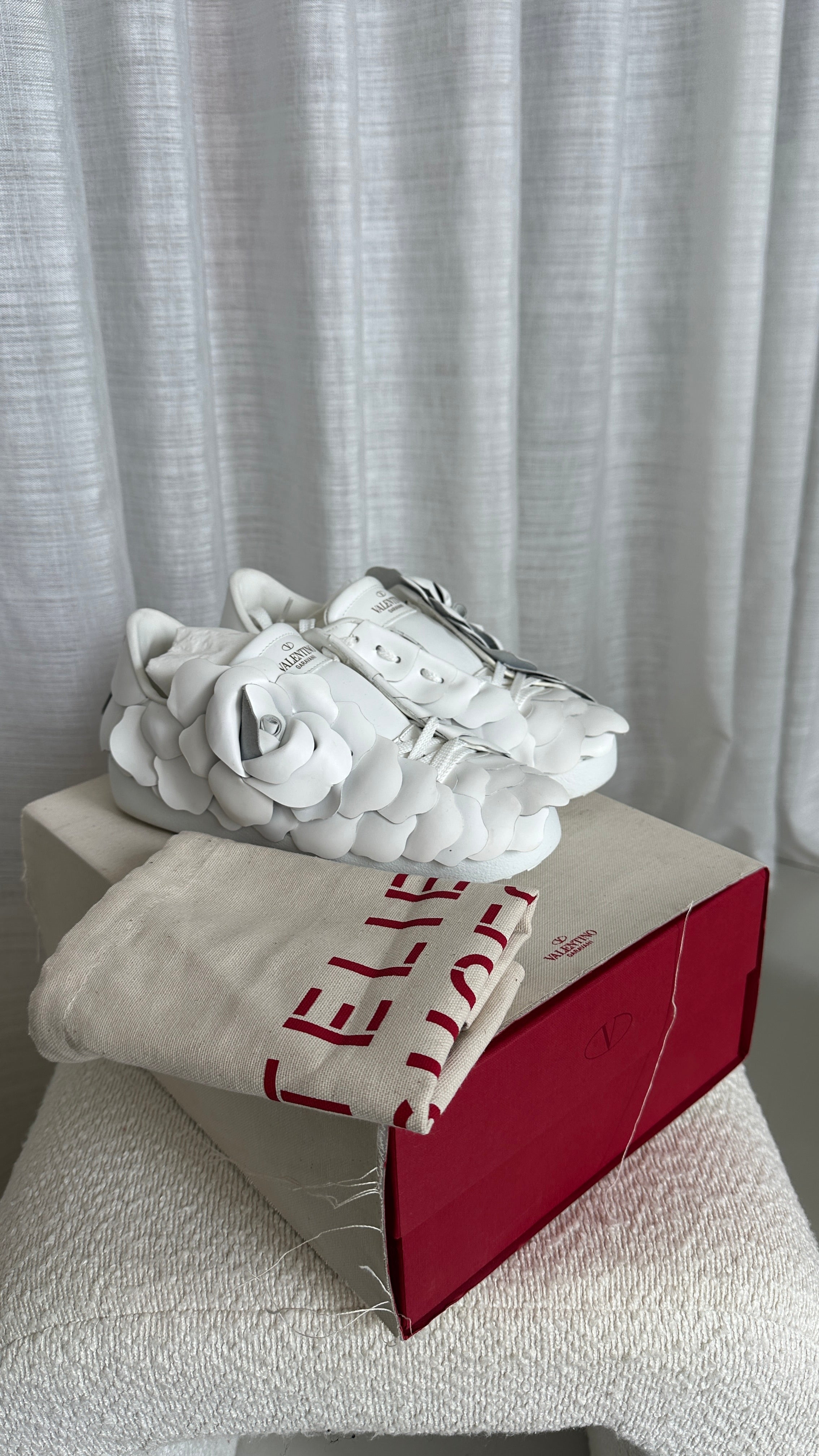 VALENTINO GARAVANI ATELIER SHOES 03 ROSE EDITION SNEAKERS IN WHITE - SIZE 35