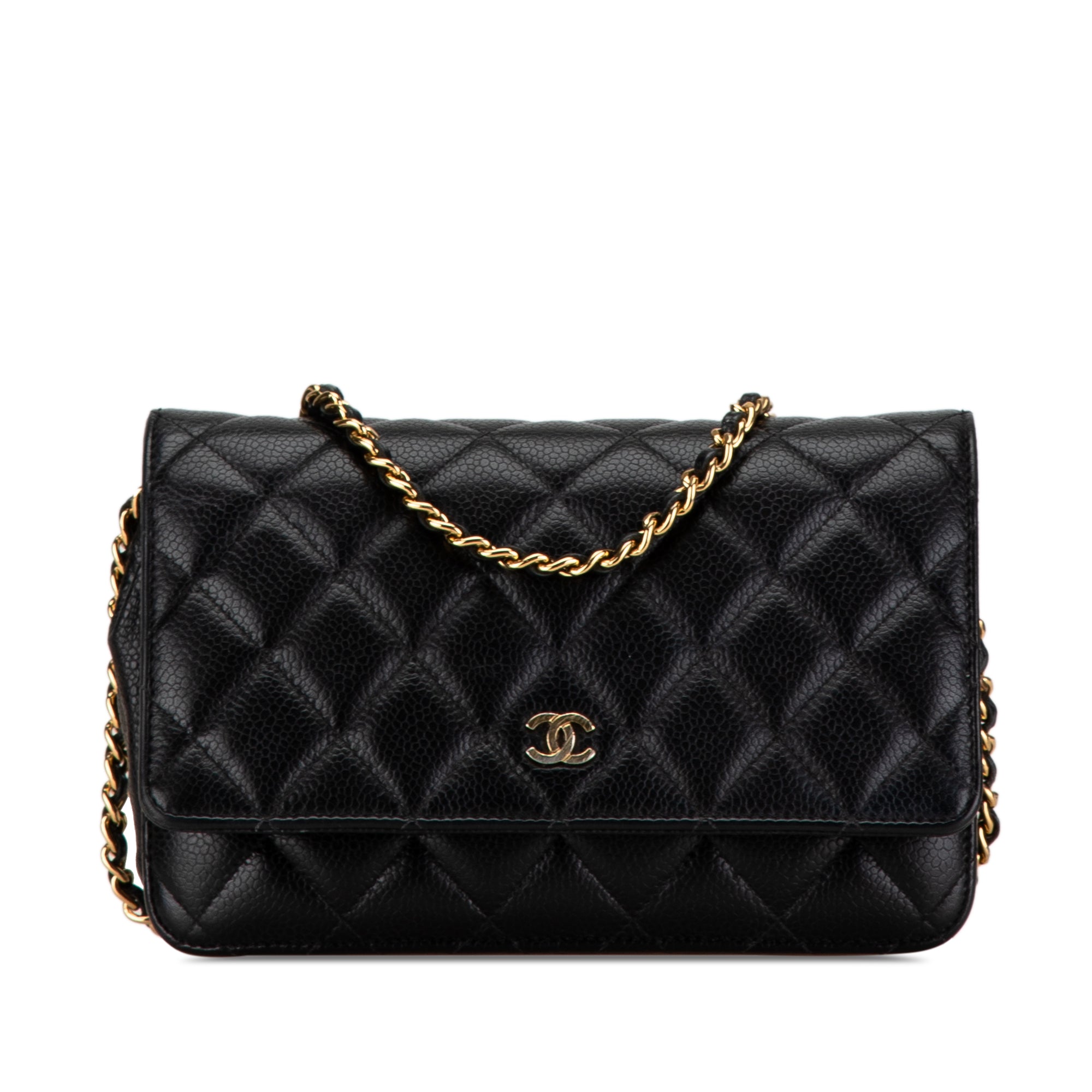 Chanel CC Caviar Wallet on Chain In Black