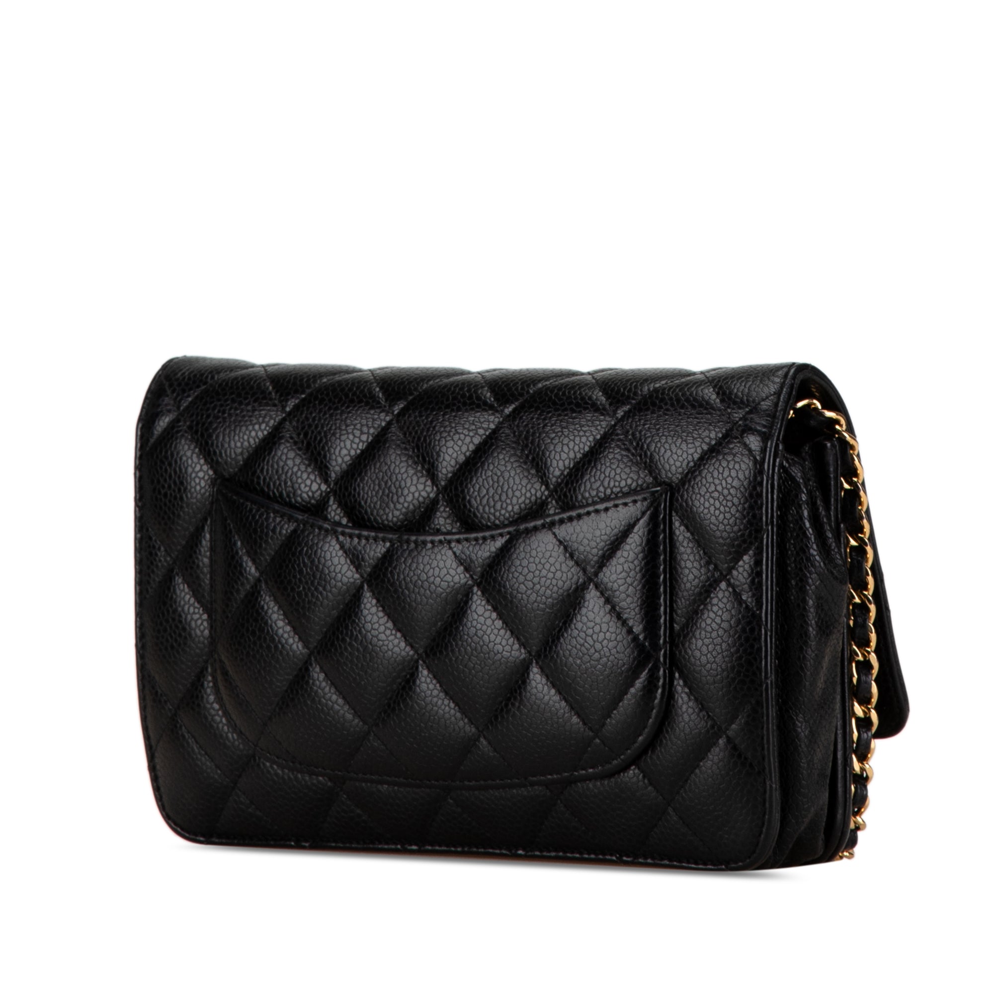 Chanel CC Caviar Wallet on Chain In Black