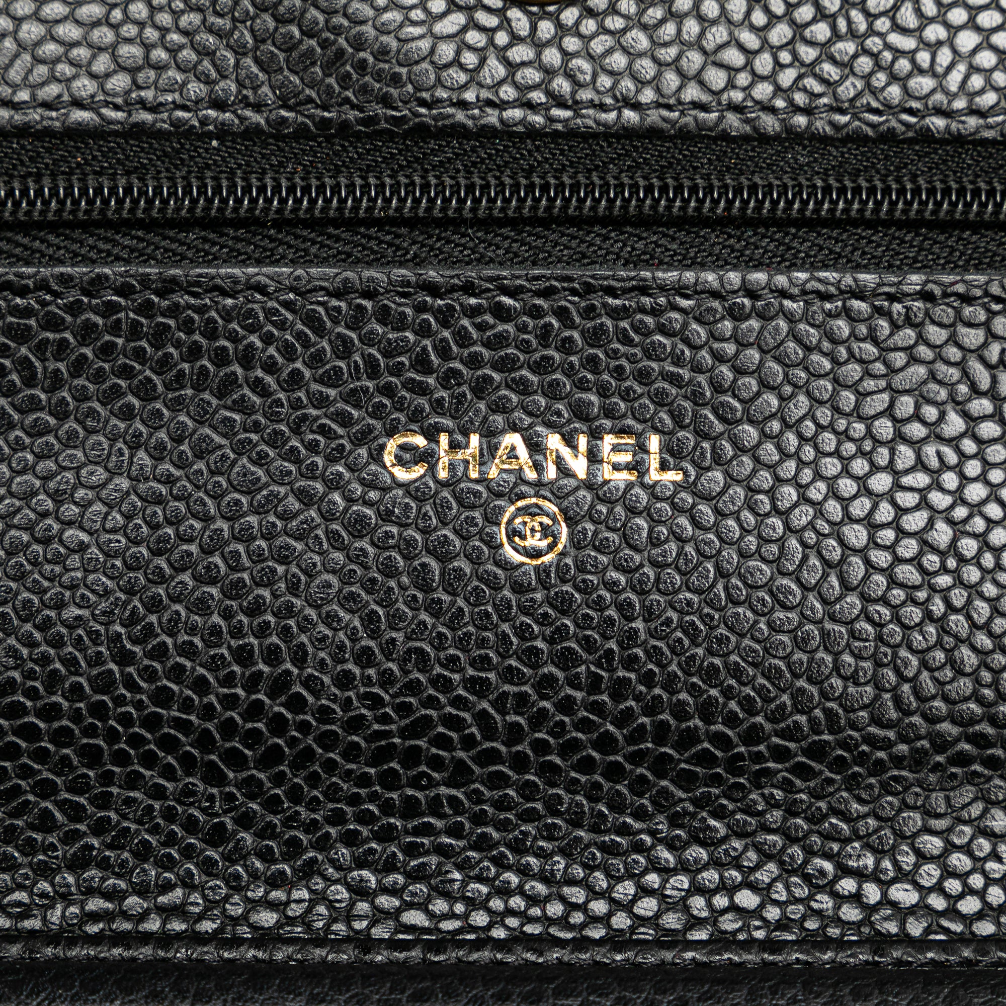 Chanel CC Caviar Wallet on Chain In Black