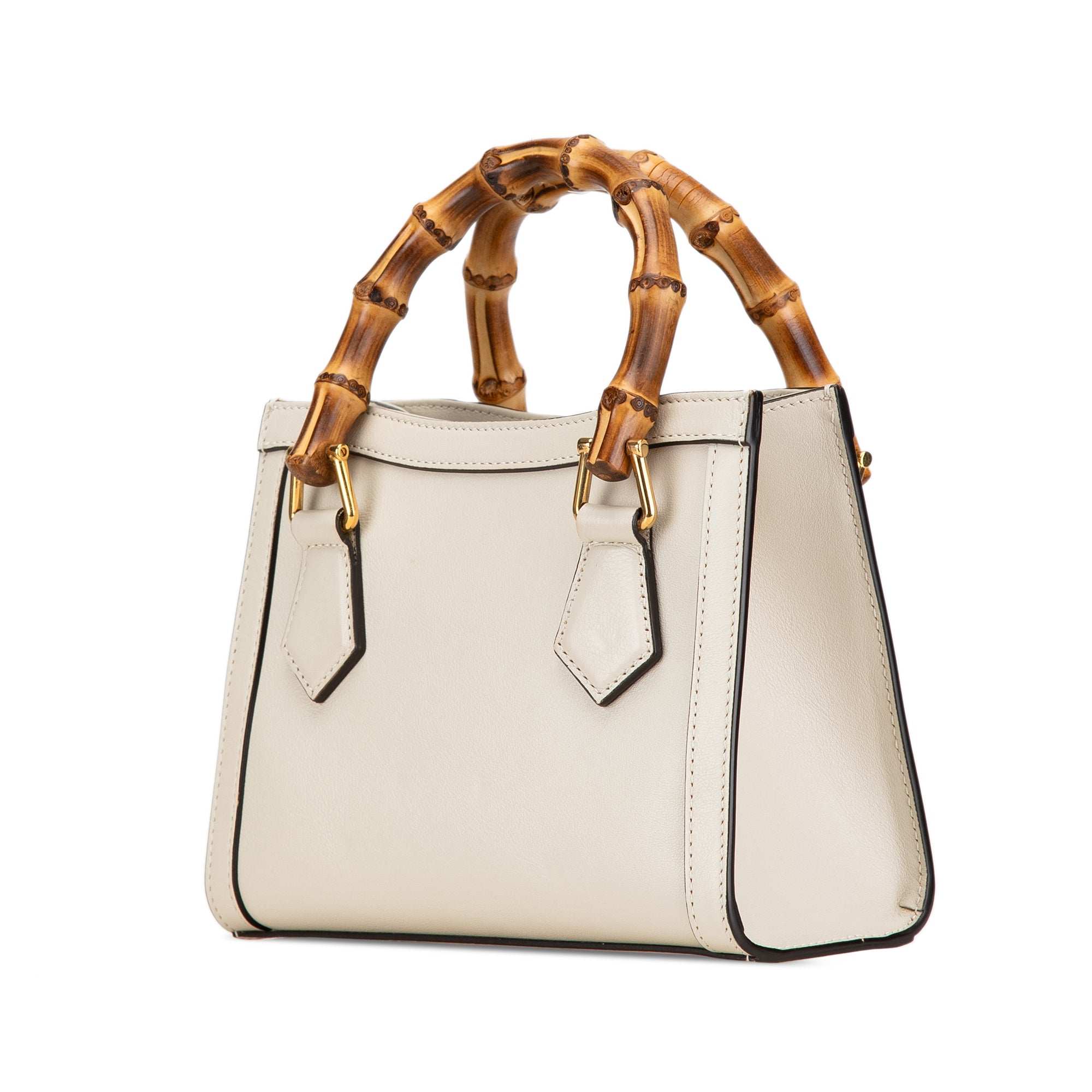 Gucci Mini Calfskin Bamboo Diana Satchel In White