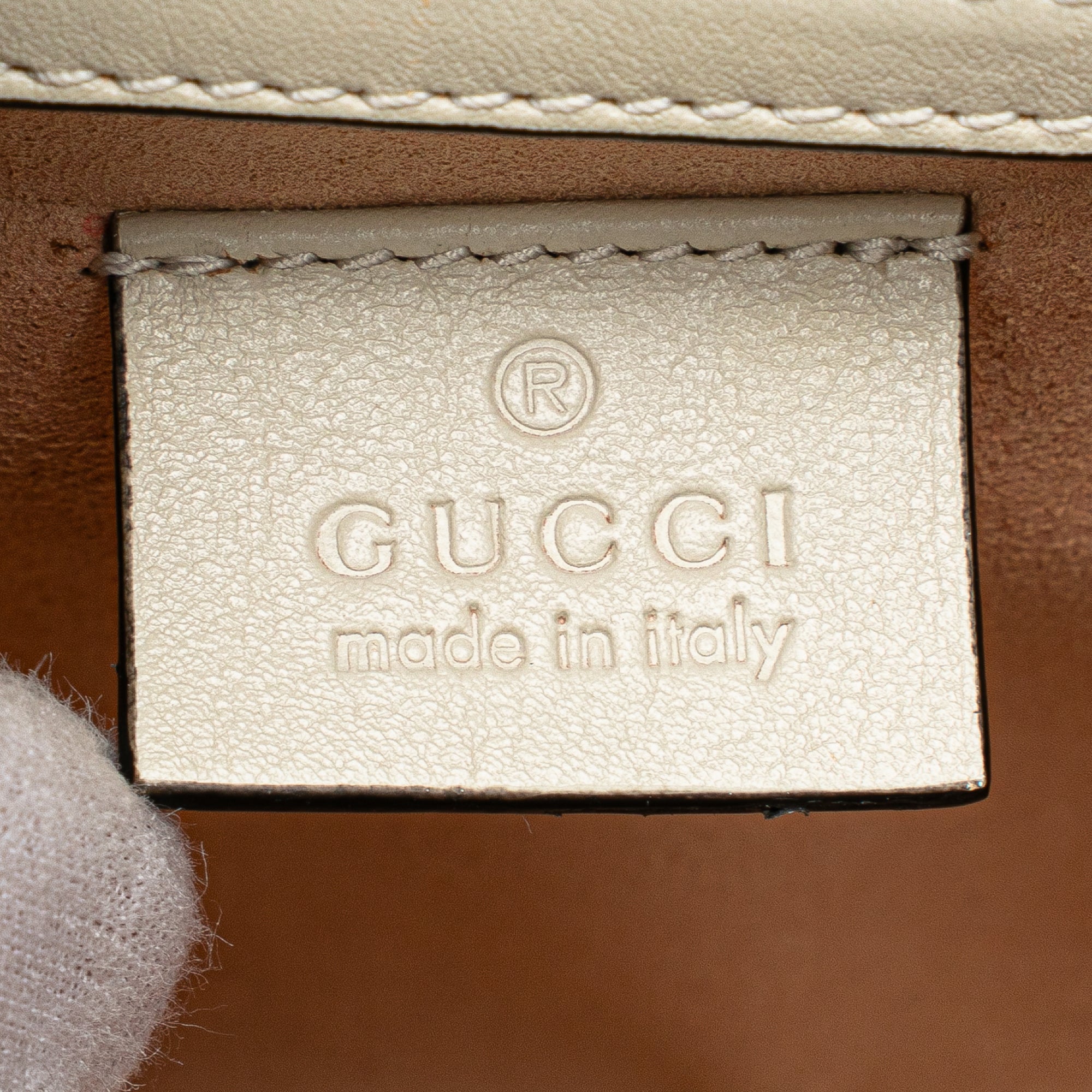 Gucci Mini Calfskin Bamboo Diana Satchel In White