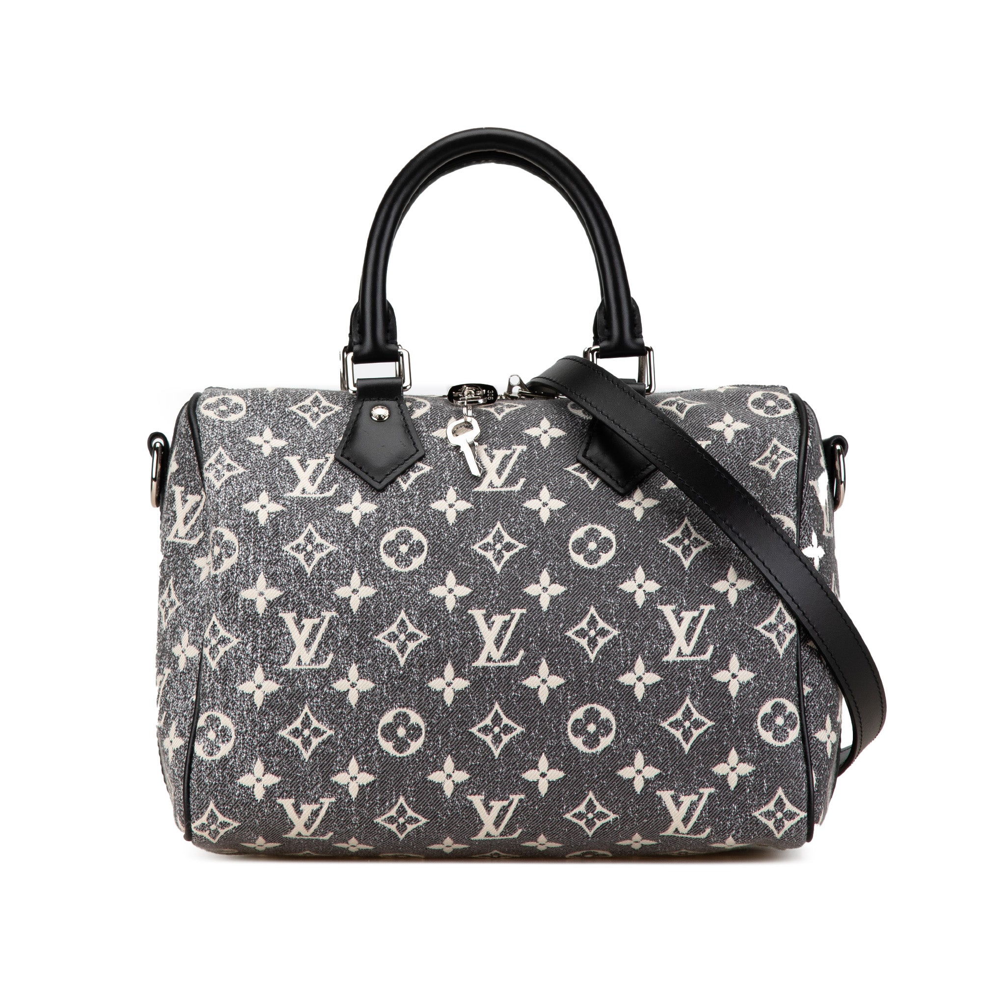 Louis Vuitton Monogram Jacquard Denim Speedy Bandouliere 25 In Grey