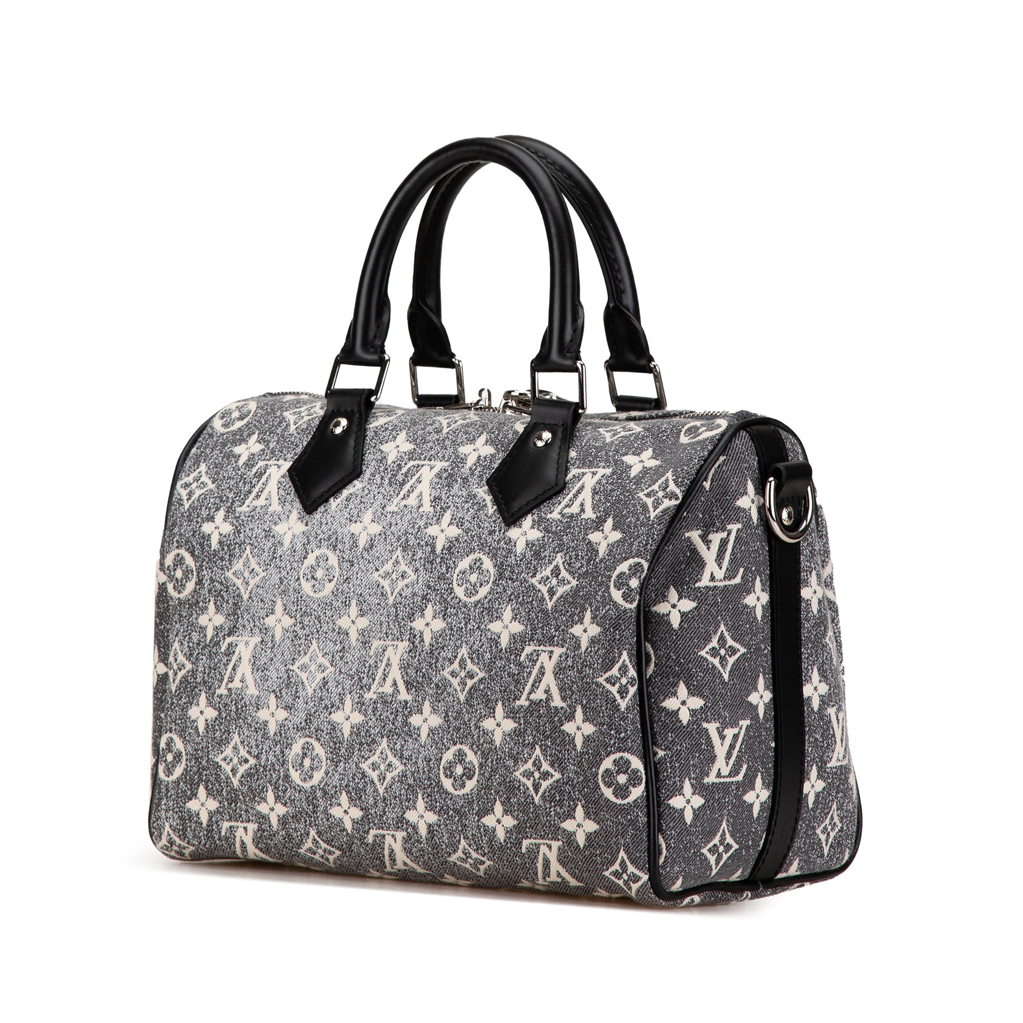 Louis Vuitton Monogram Jacquard Denim Speedy Bandouliere 25 In Grey