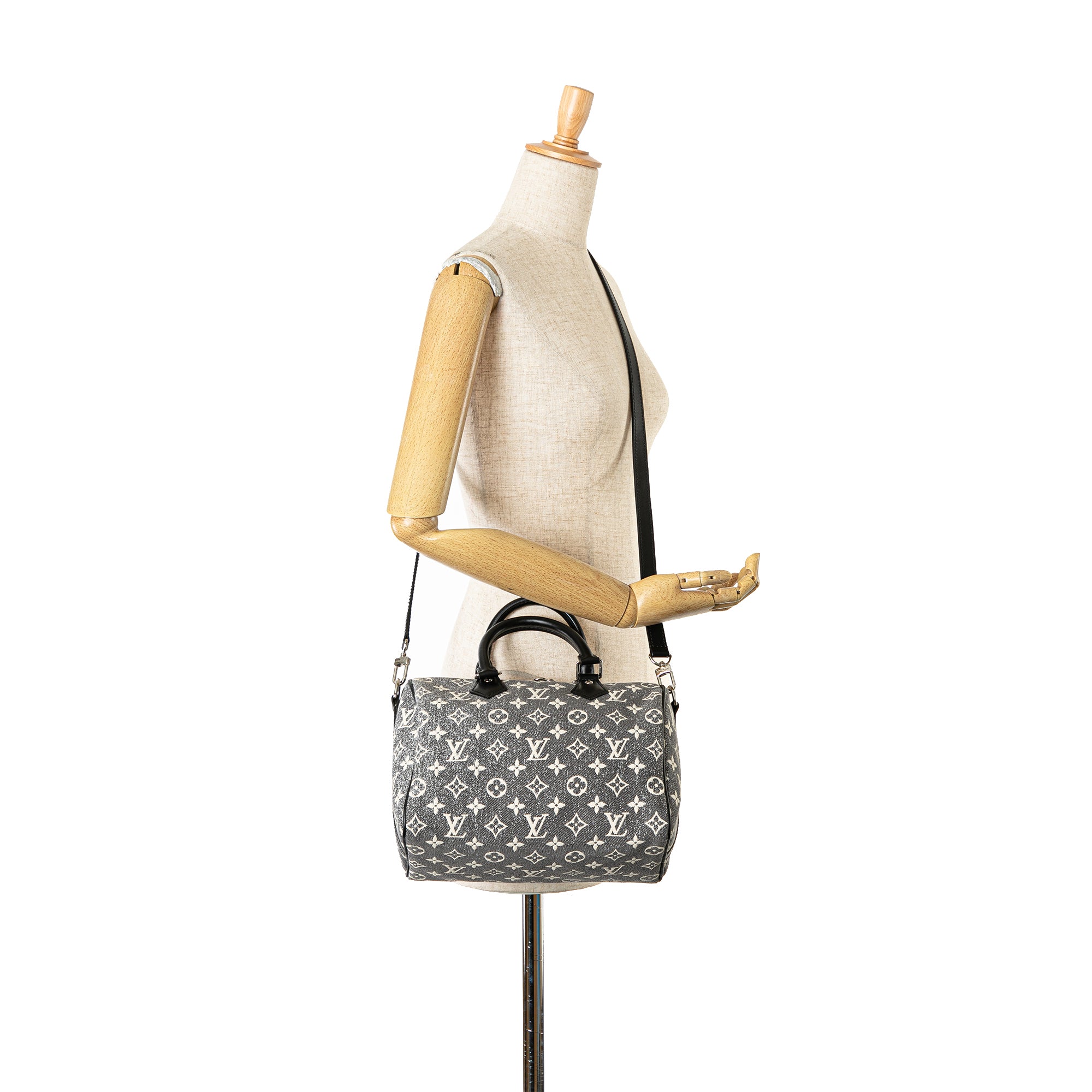 Louis Vuitton Monogram Jacquard Denim Speedy Bandouliere 25 In Grey