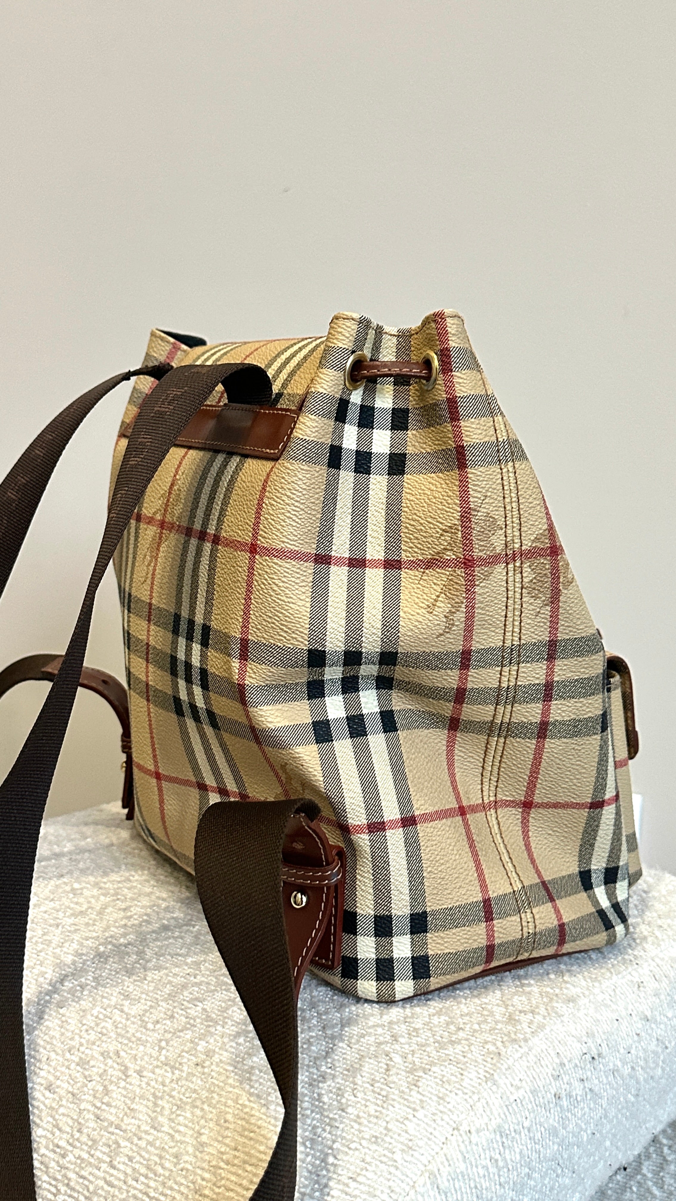 BURBERRY VINTAGE NOVA CHECK BACKPACK IN BEIGE