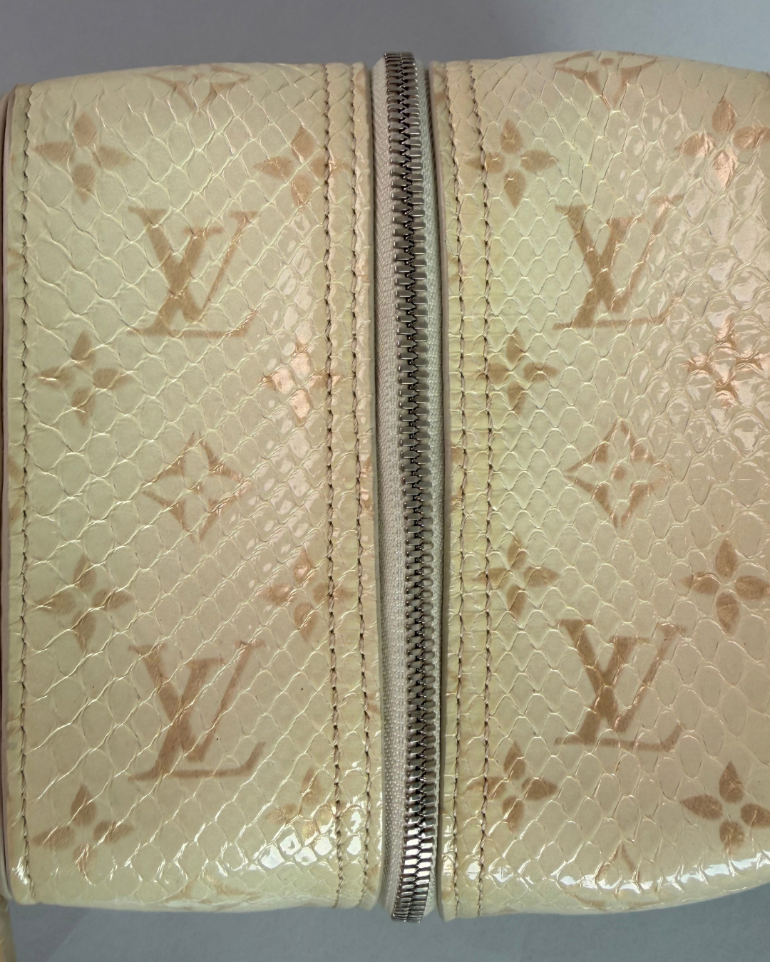 Louis Vuitton White Monogram Shiny Python Square Bag