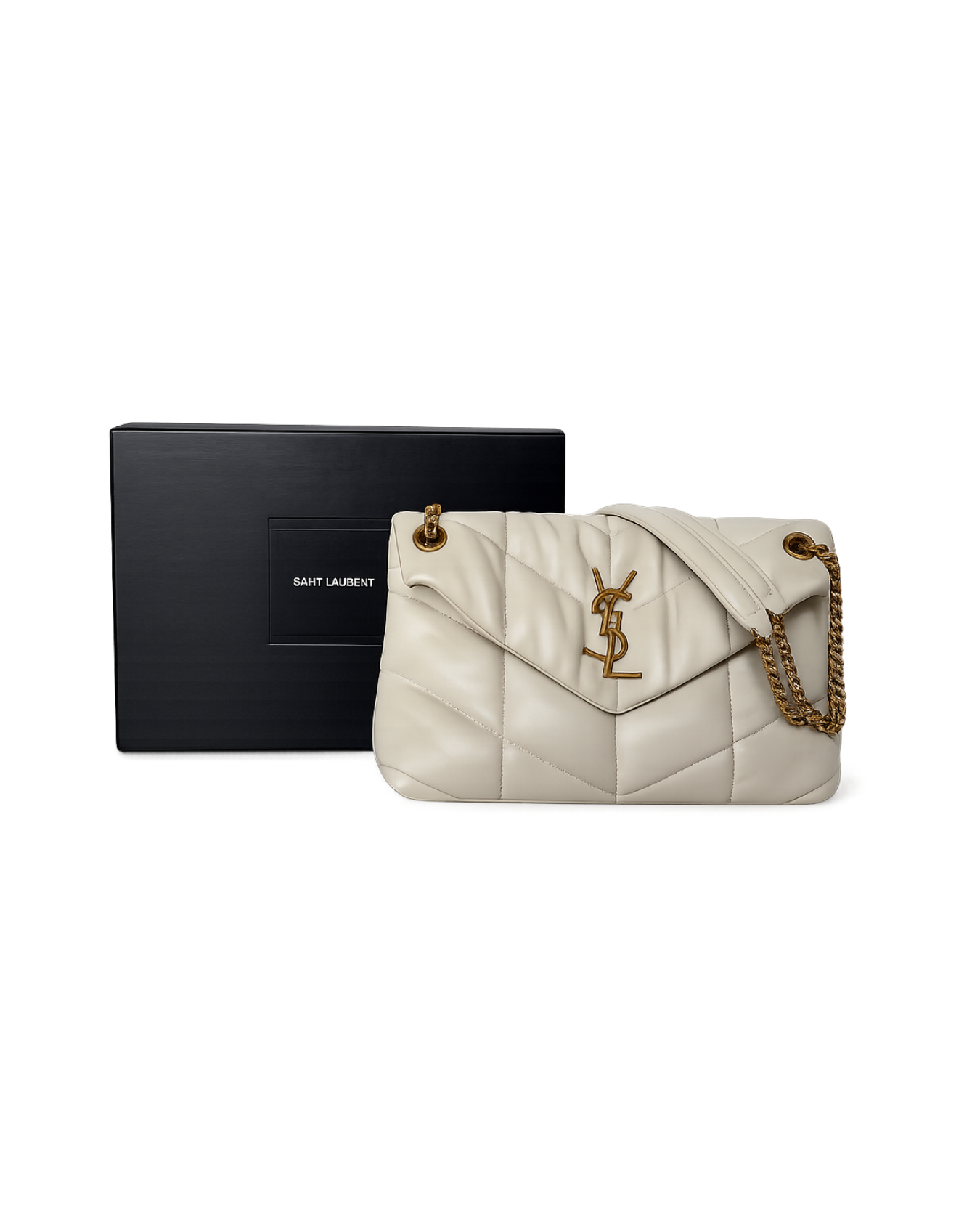 SAINT LAURENT LOULOU PUFFER MEDIUM IN WHITE