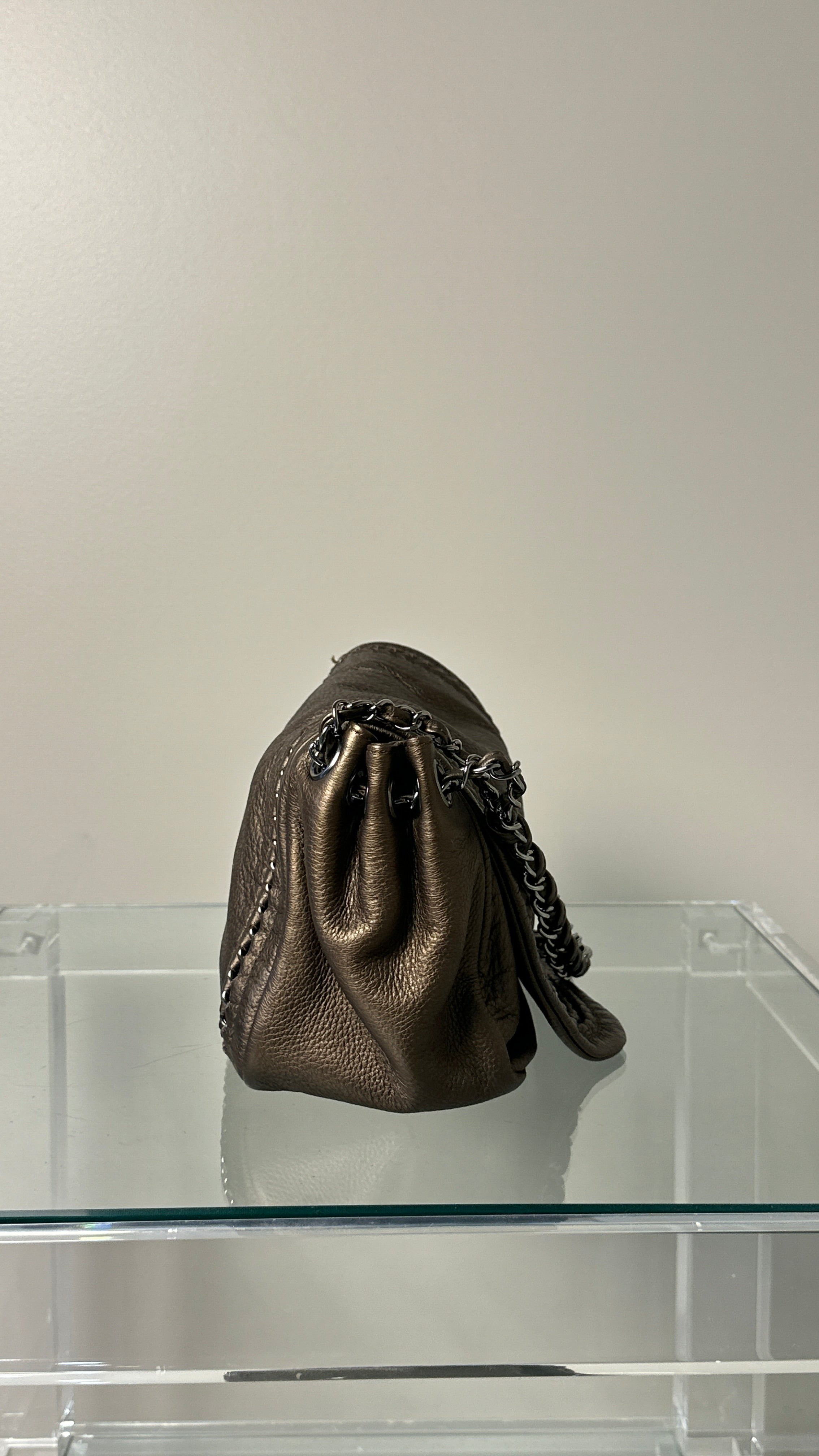 CHANEL LUXURY LINE LEATHER SINGLE FLAP IN BRONZE