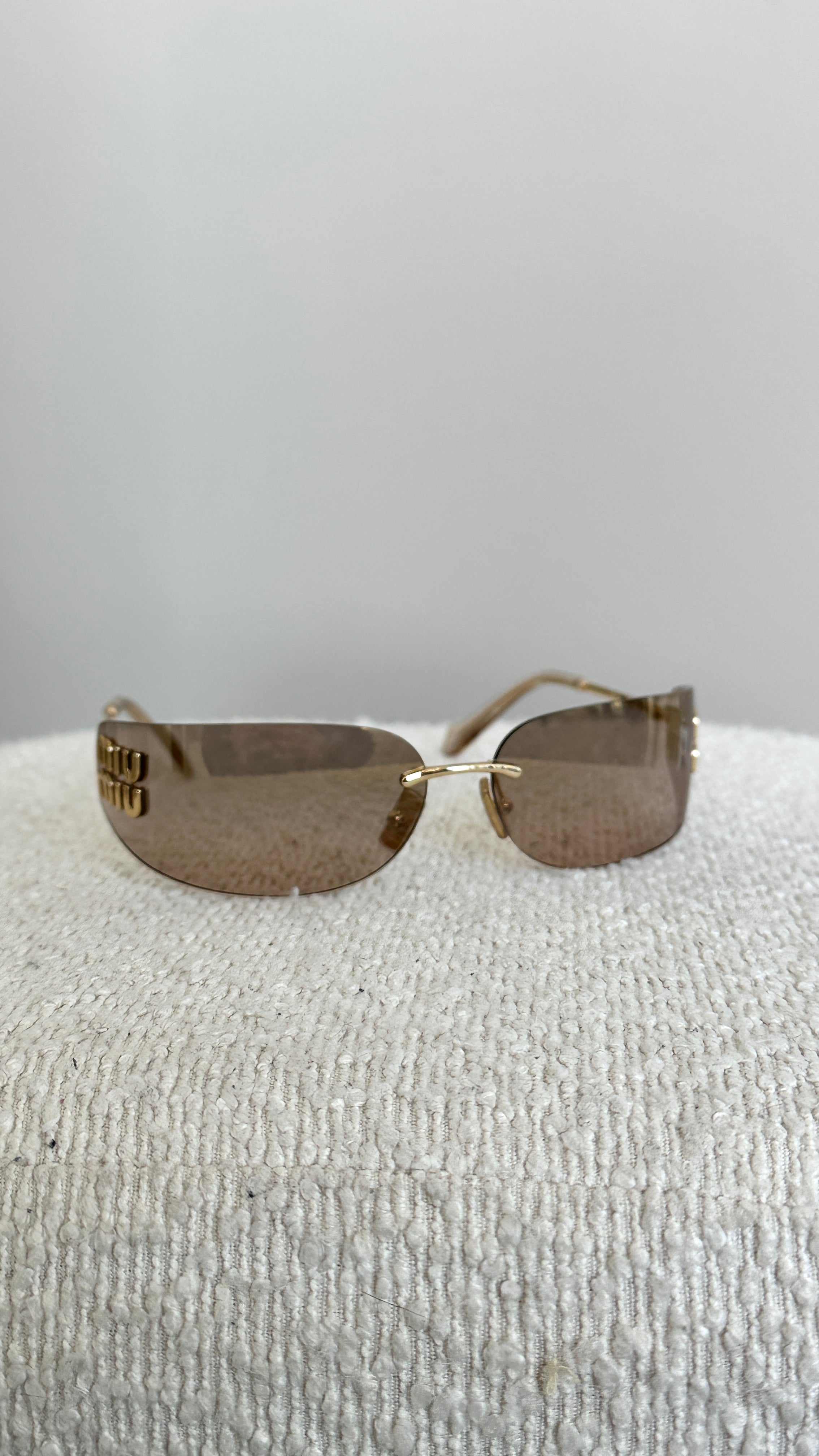MIU MIU AUBE SUNGLASSES IN ROSE GOLD