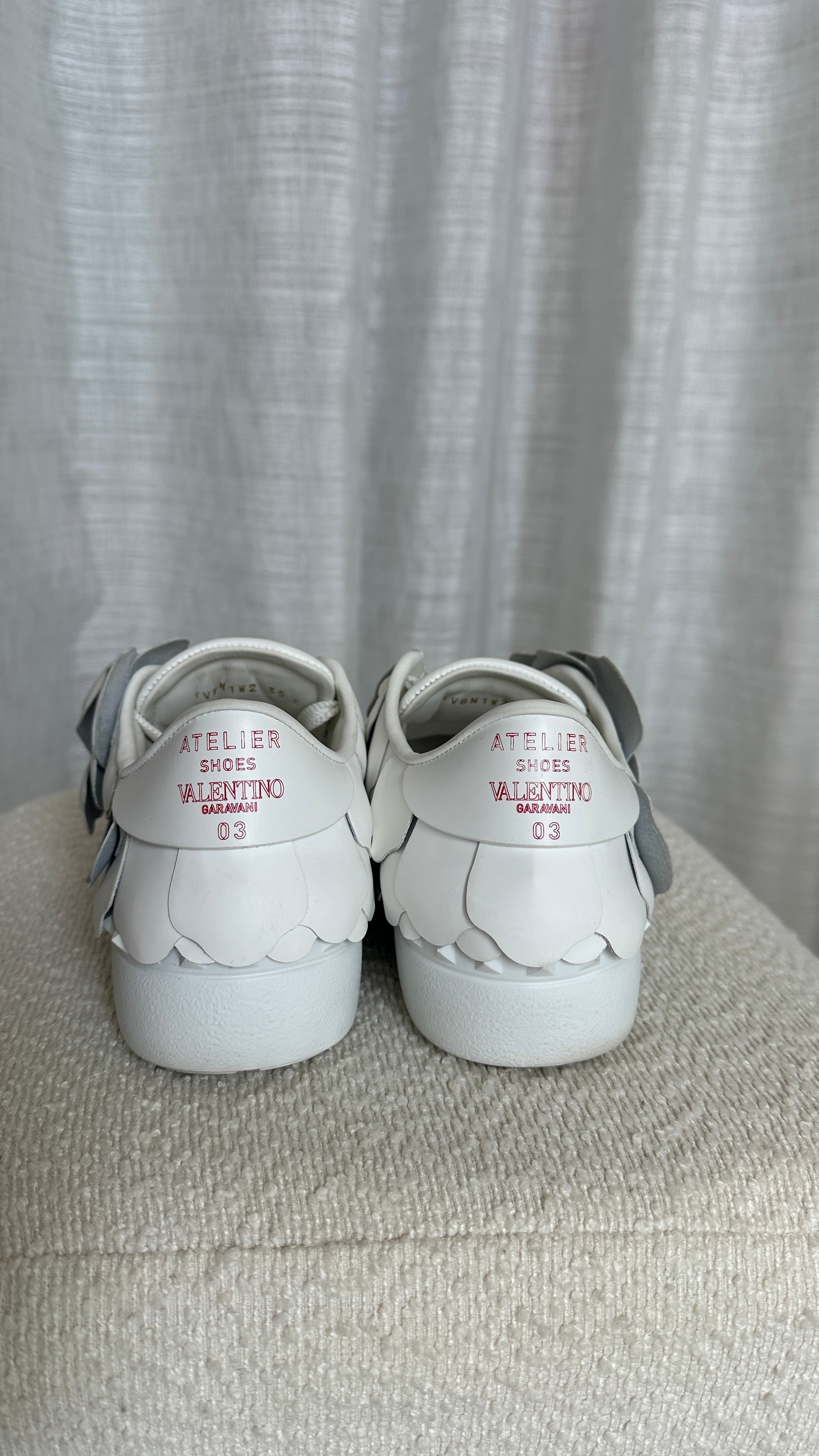 VALENTINO GARAVANI ATELIER SHOES 03 ROSE EDITION SNEAKERS IN WHITE - SIZE 35