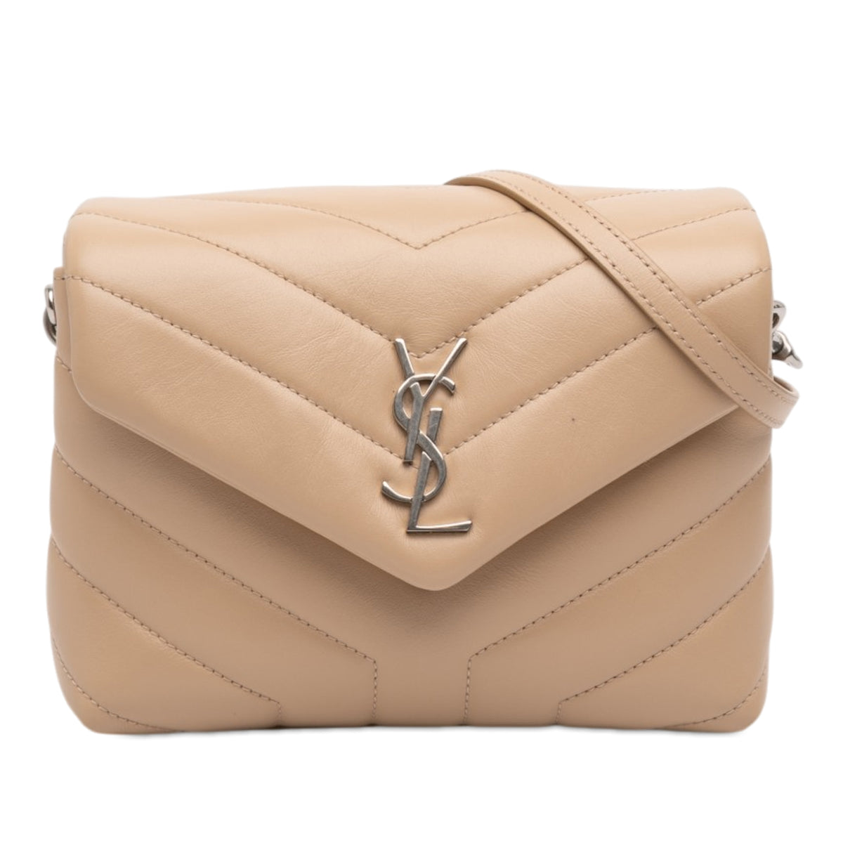 Saint Laurent Toy Matelasse Calfskin Monogram LouLou Crossbody Beige