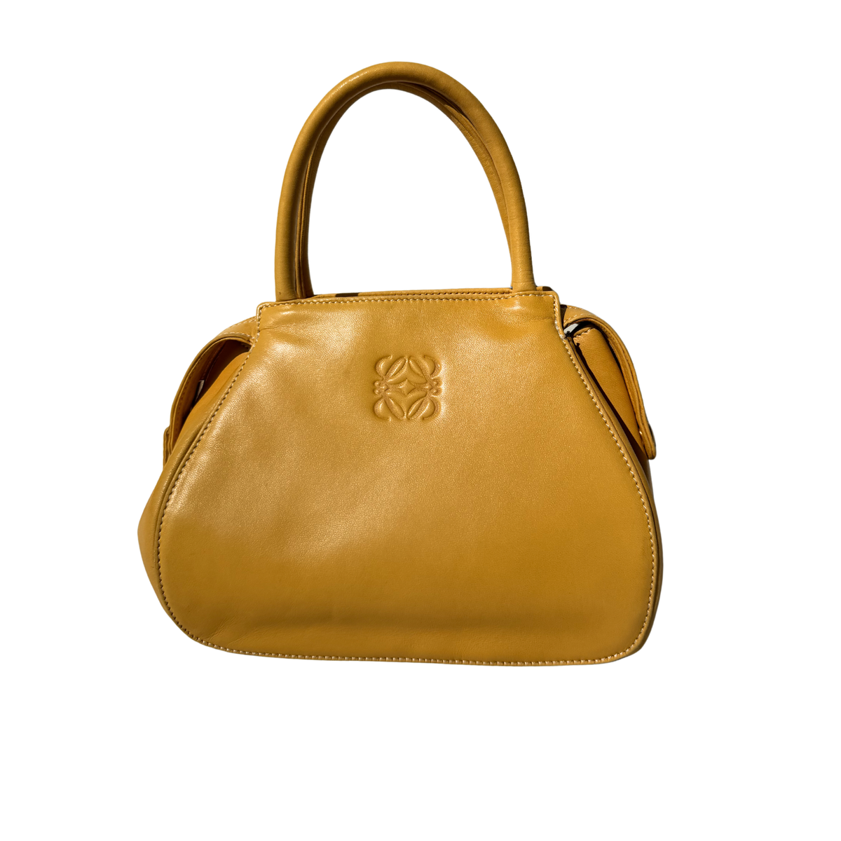 Loewe Anagram Vintage Leather Handbag In Yellow