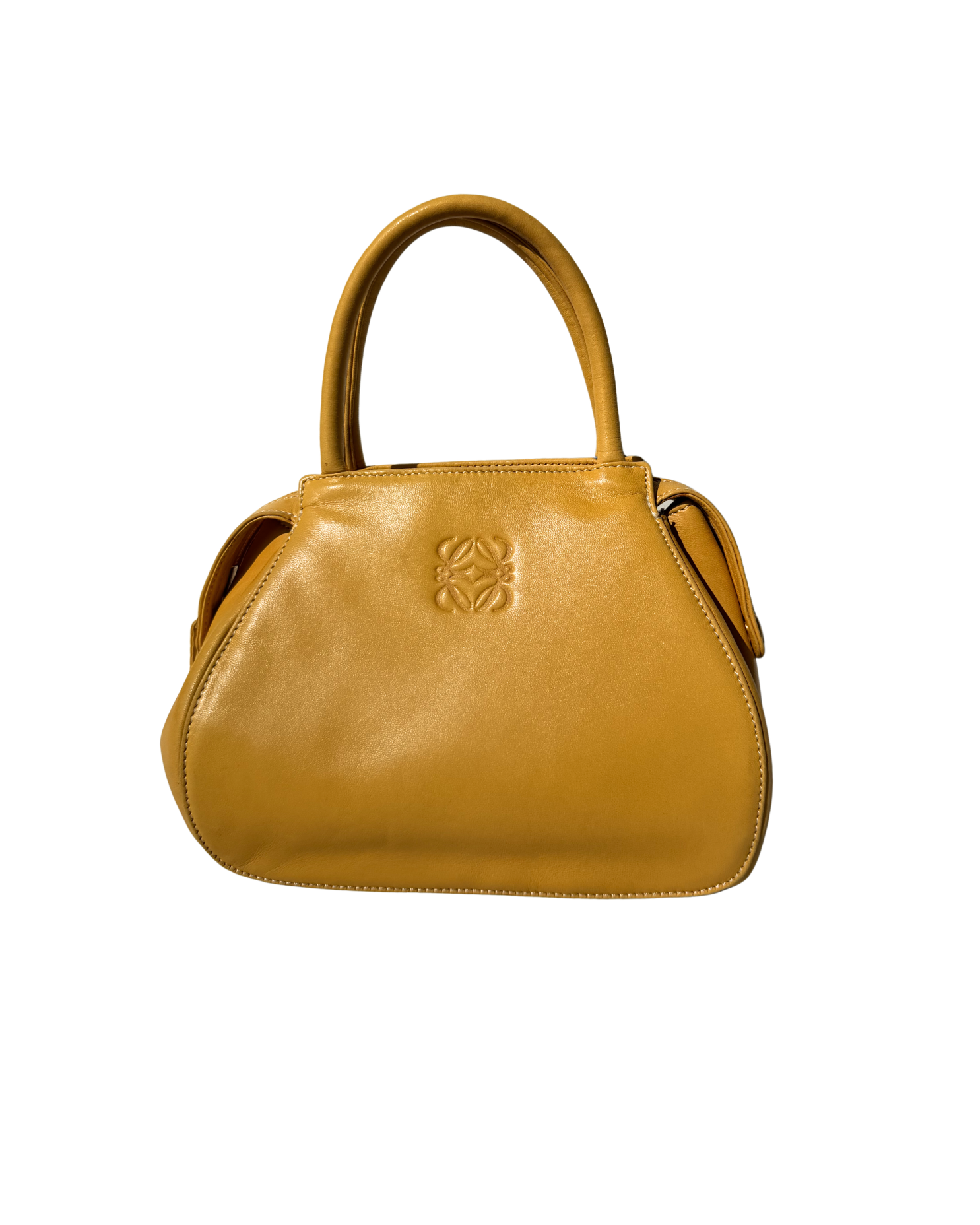 Loewe Anagram Vintage Leather Handbag In Yellow