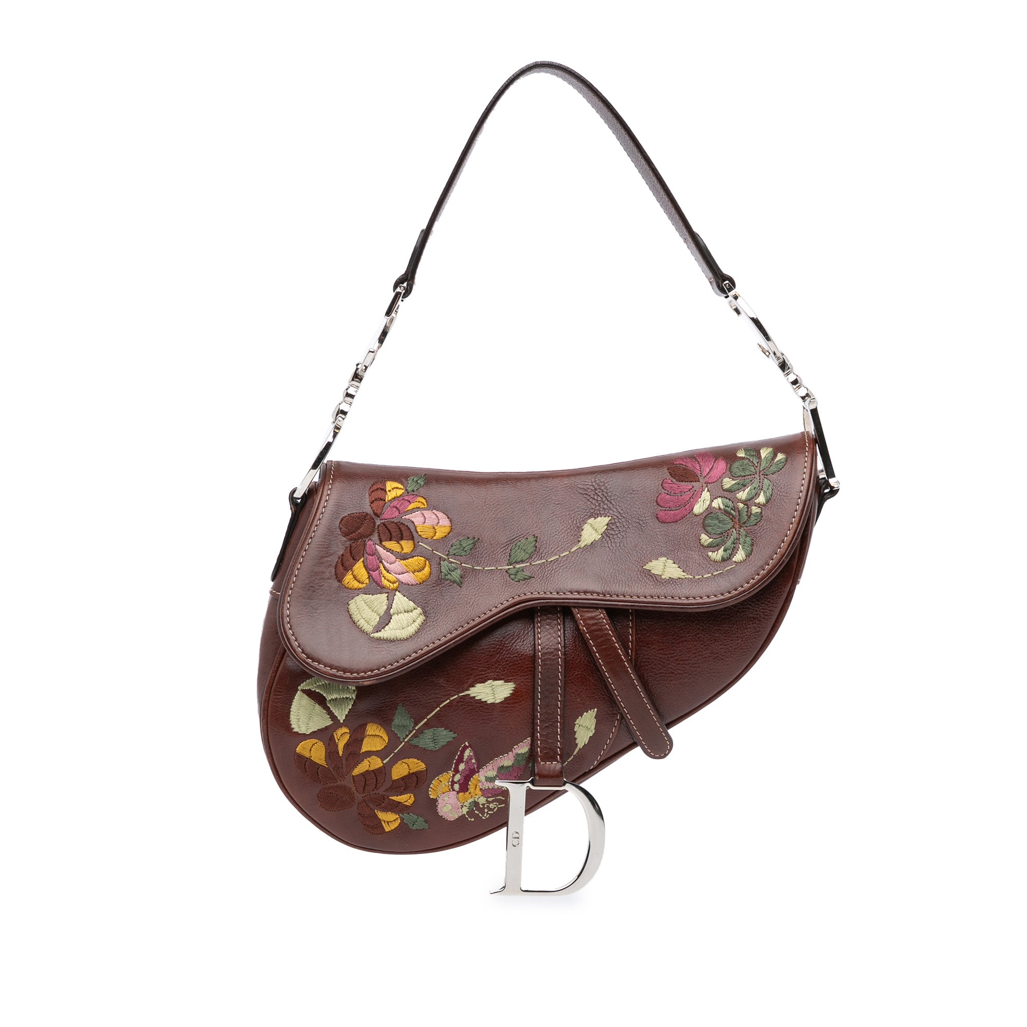 Dior Leather Romantic Flowers Saddle Bag