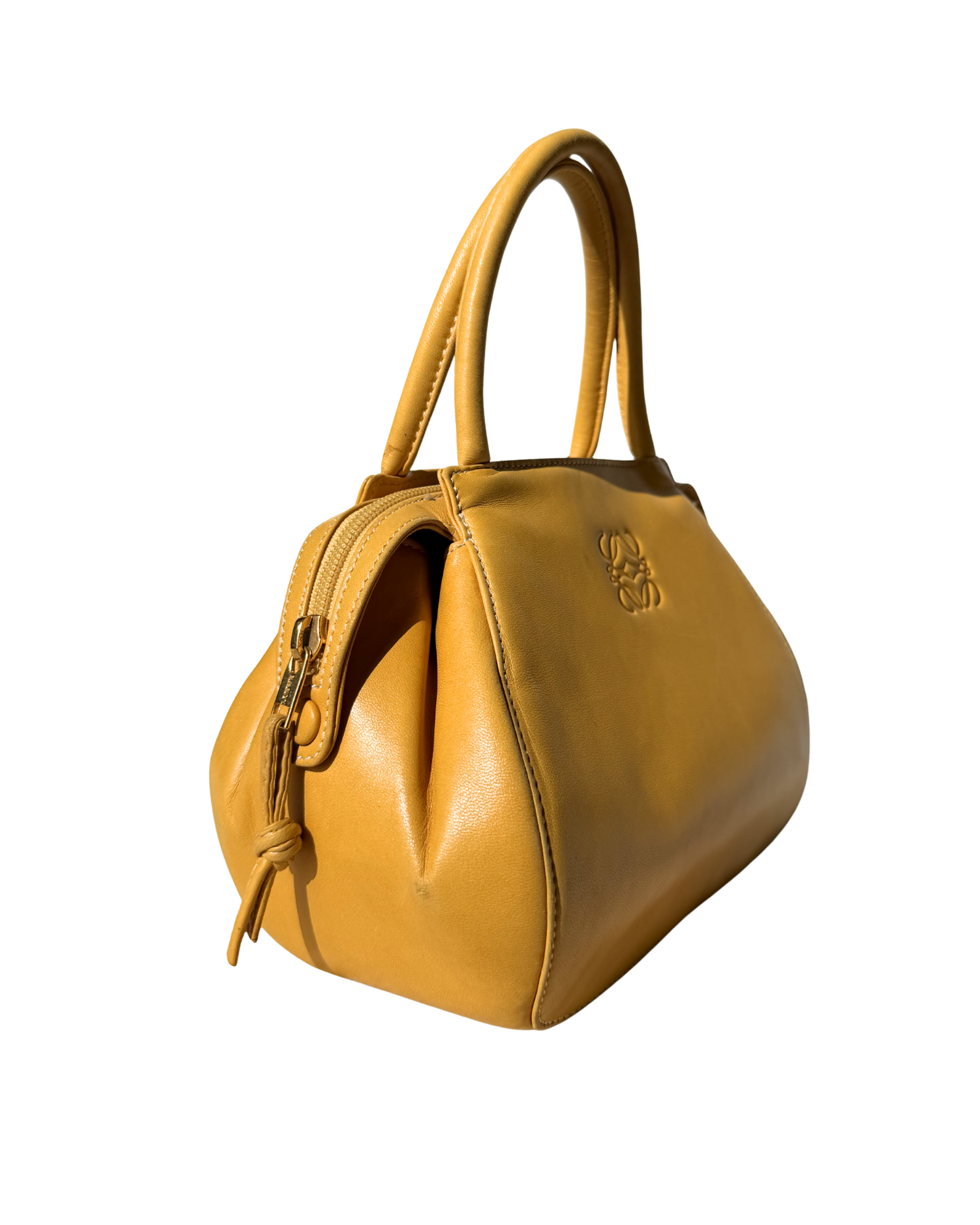Loewe Anagram Vintage Leather Handbag In Yellow