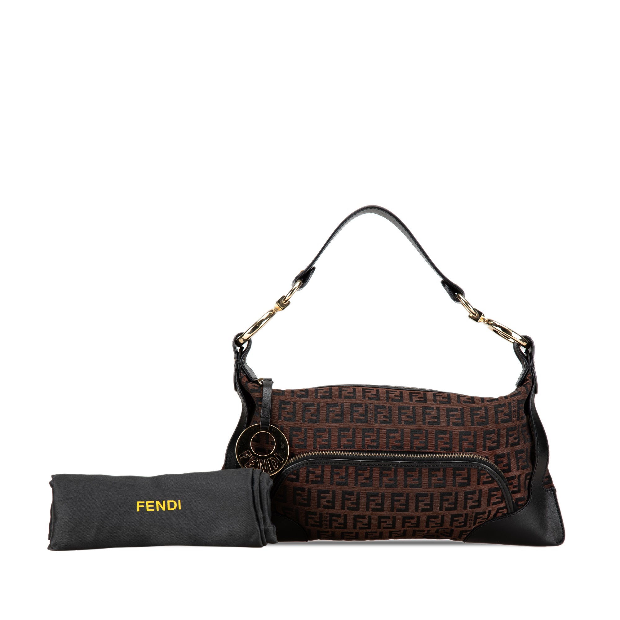 Fendi Zucchino Canvas Chef Pocket Shoulder Bag In Brown