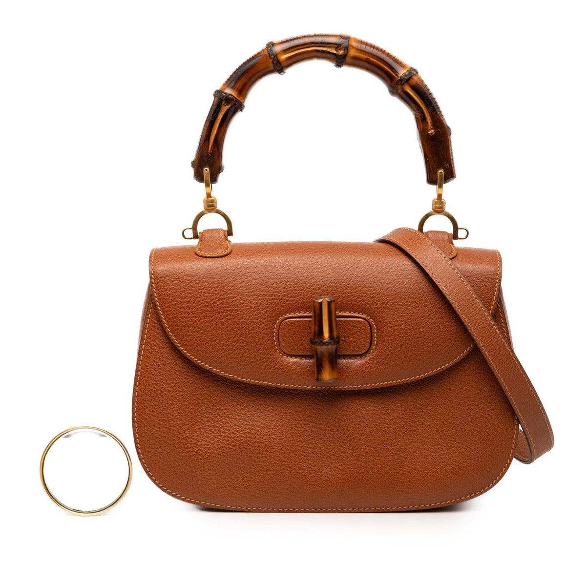 Gucci Grained Calfskin Bamboo in Camel
