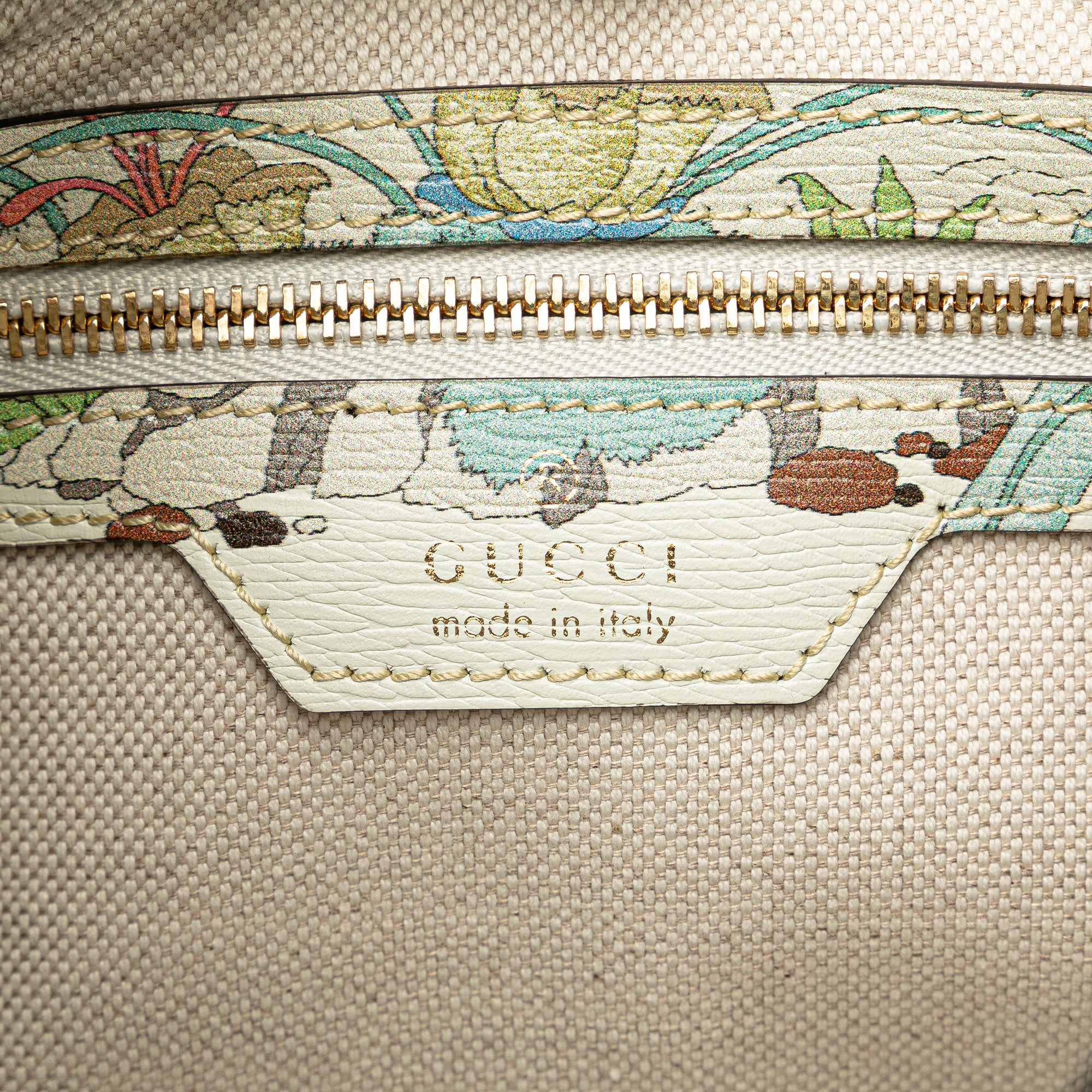 Gucci Yuko Higuchi Small Calfskin  Floral Print Jackie 1961 White