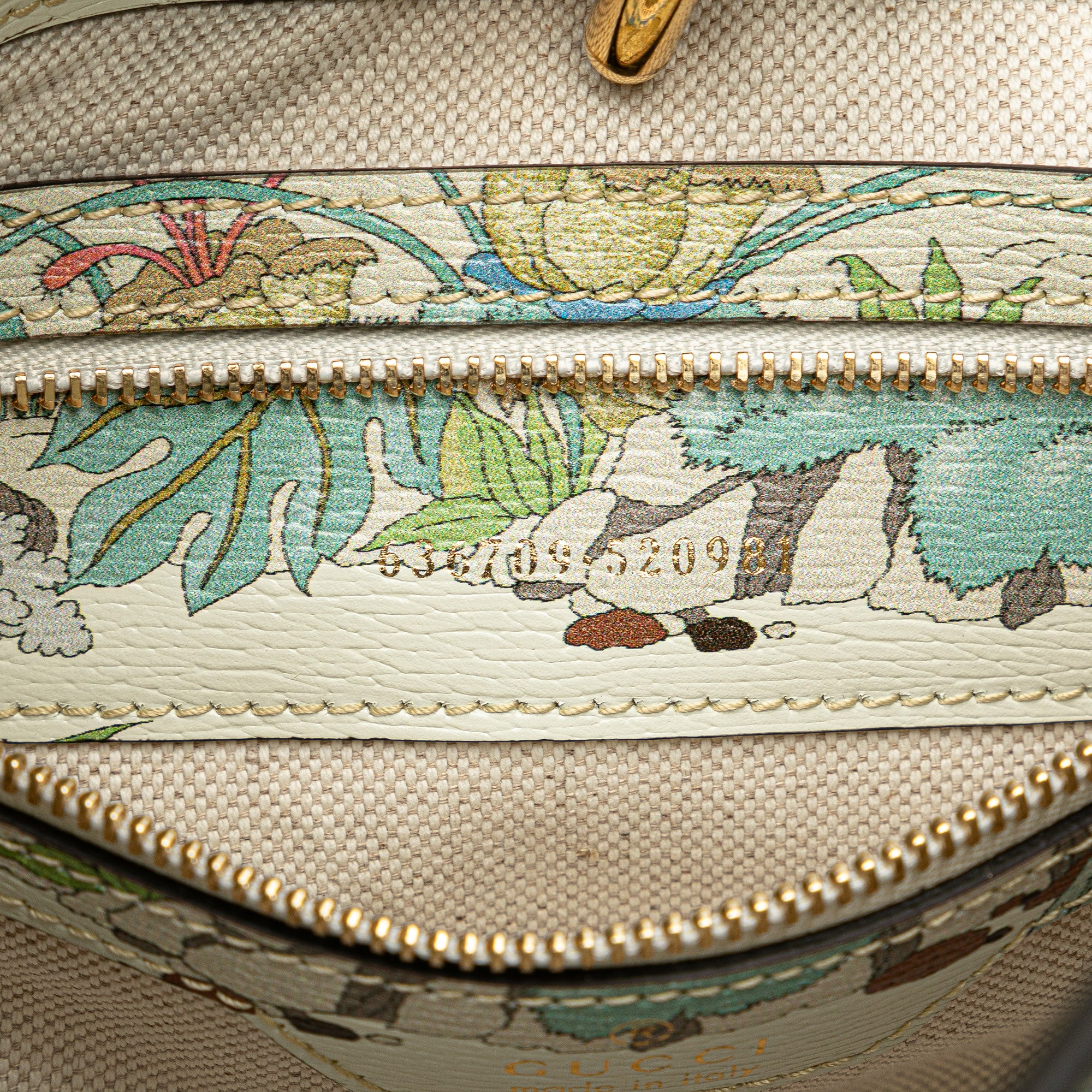 Gucci Yuko Higuchi Small Calfskin  Floral Print Jackie 1961 White