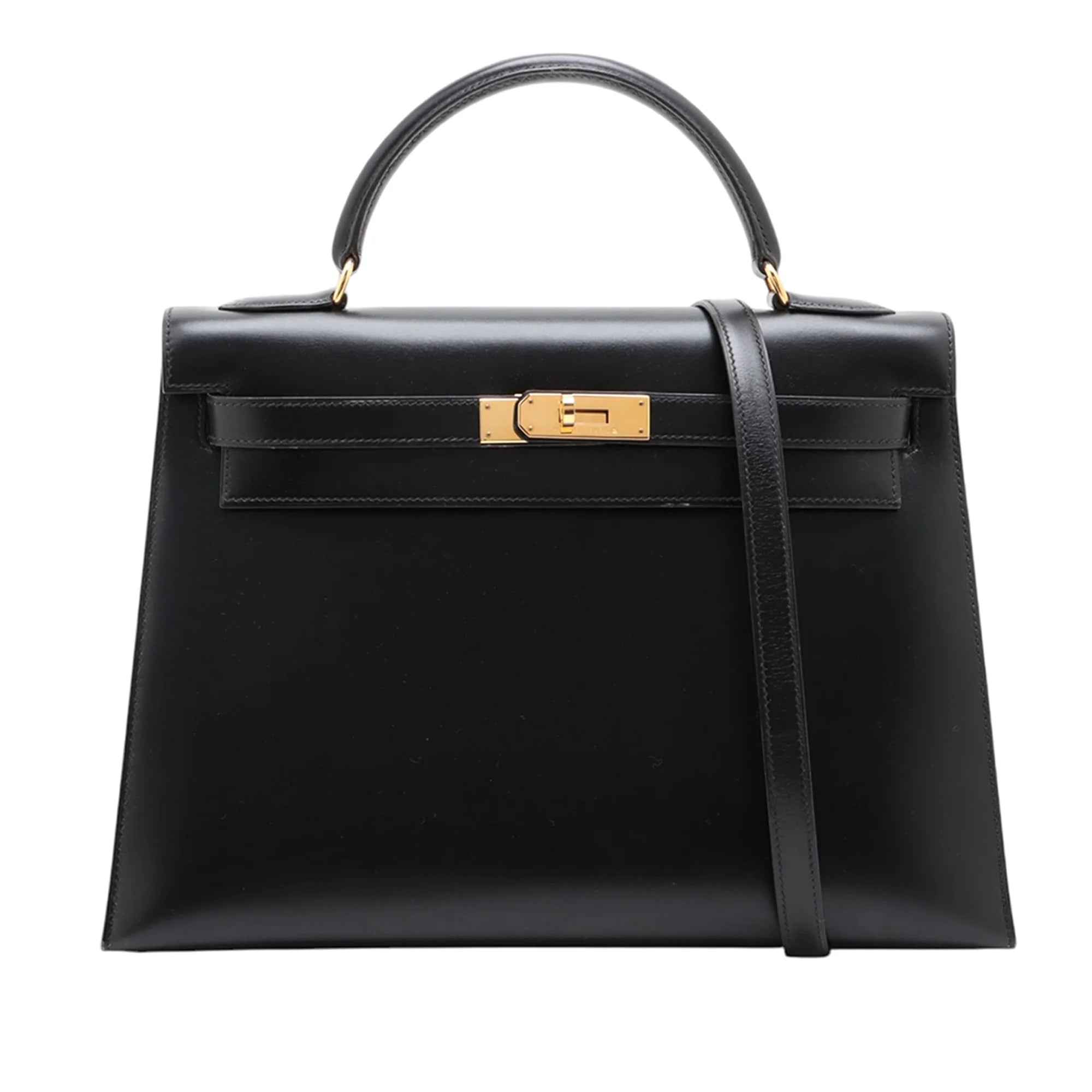 Hermès Kelly 32 Sellier Box Calf In Black