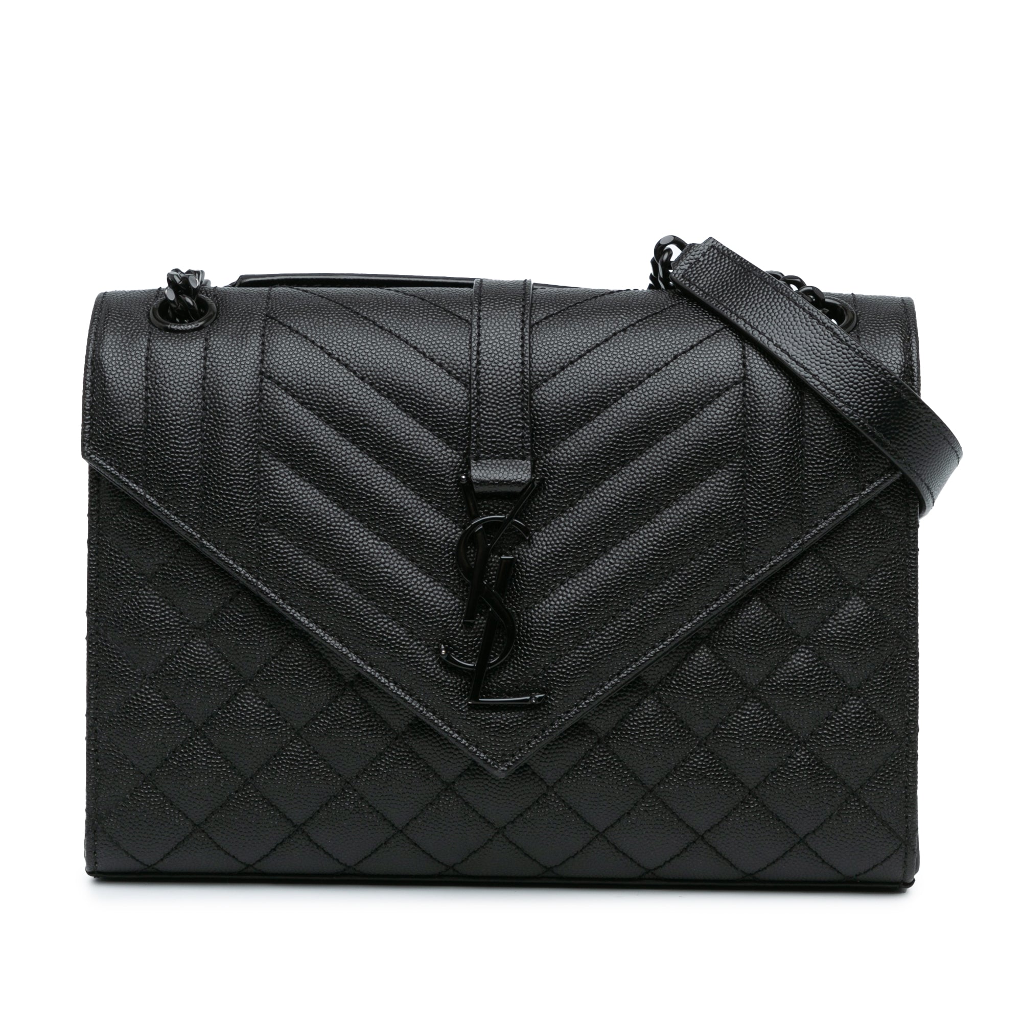 Saint Laurent Medium Grain De Poudre Triquilt Monogram Envelope Bag