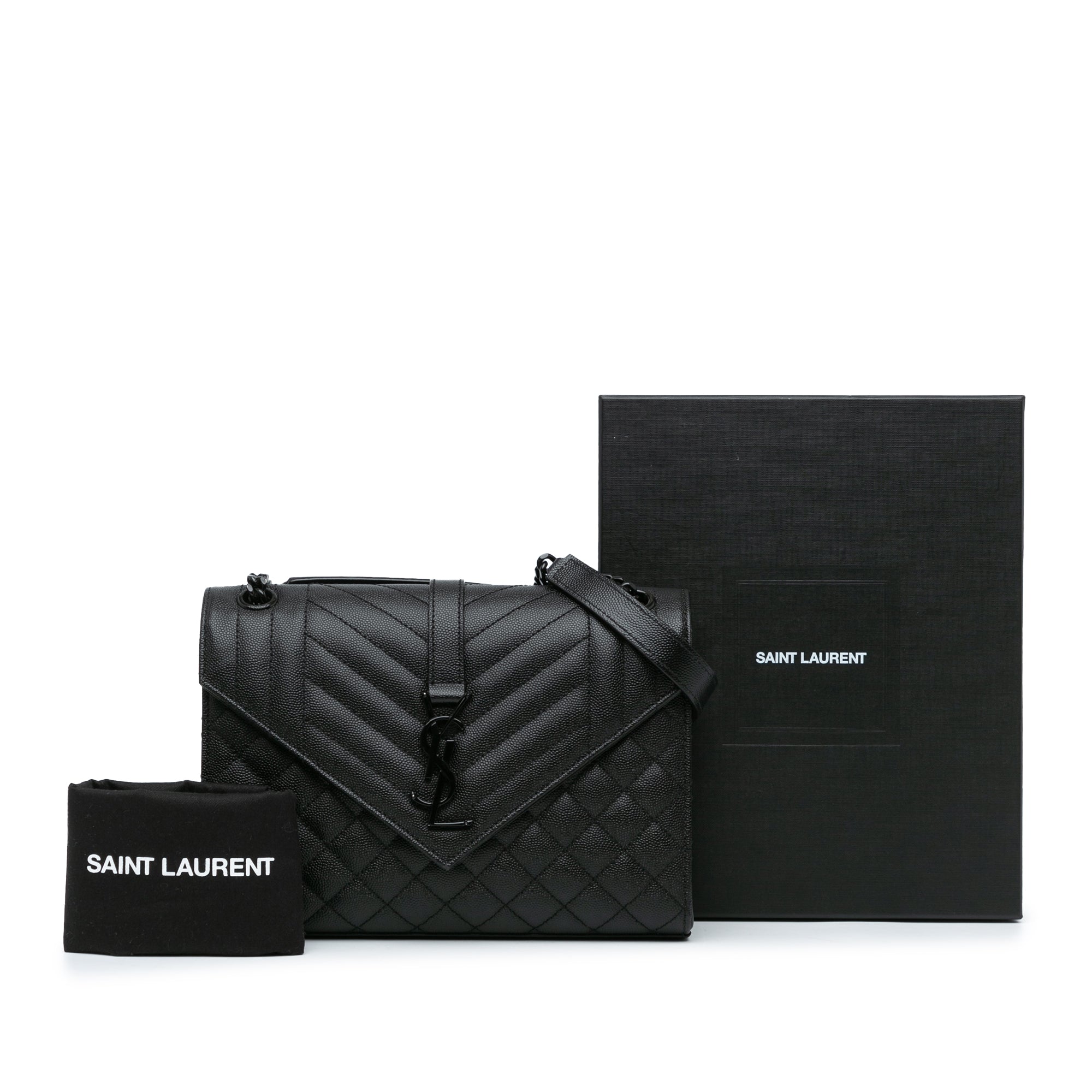 Saint Laurent Medium Grain De Poudre Triquilt Monogram Envelope Bag