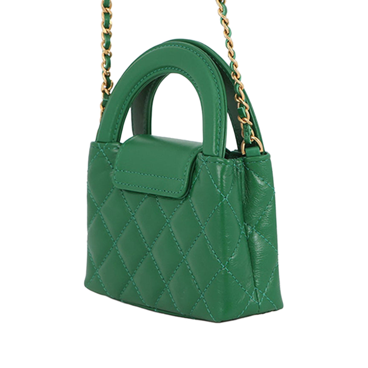 Chanel Nano Aged Calfskin Kelly Shopper Bag Green
