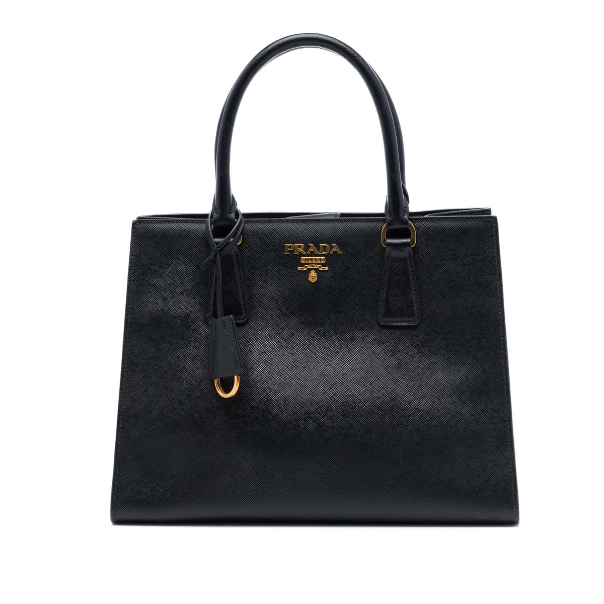 Prada Medium Saffiano Lux Open Convertible Tote in Black