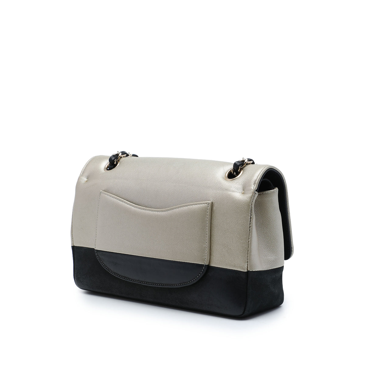 Chanel Medium Classic Bicolor Caviar and Iridescent Calfskin Double Flap in Black