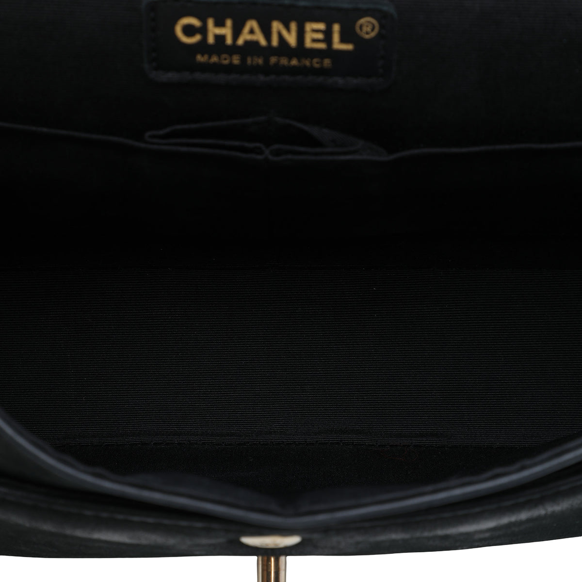 Chanel Medium Classic Bicolor Caviar and Iridescent Calfskin Double Flap in Black