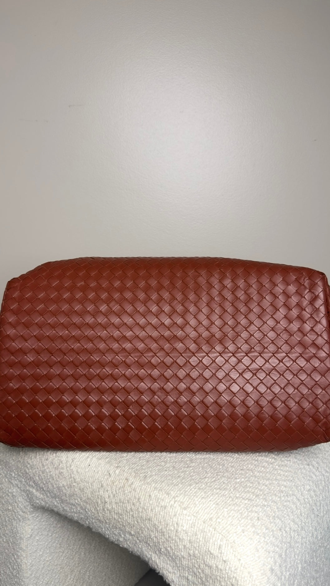 BOTTEGA VENETA MEDIUM NAPPA INTERCCIATO ROMA TOTE BAG IN TERRACOTTA