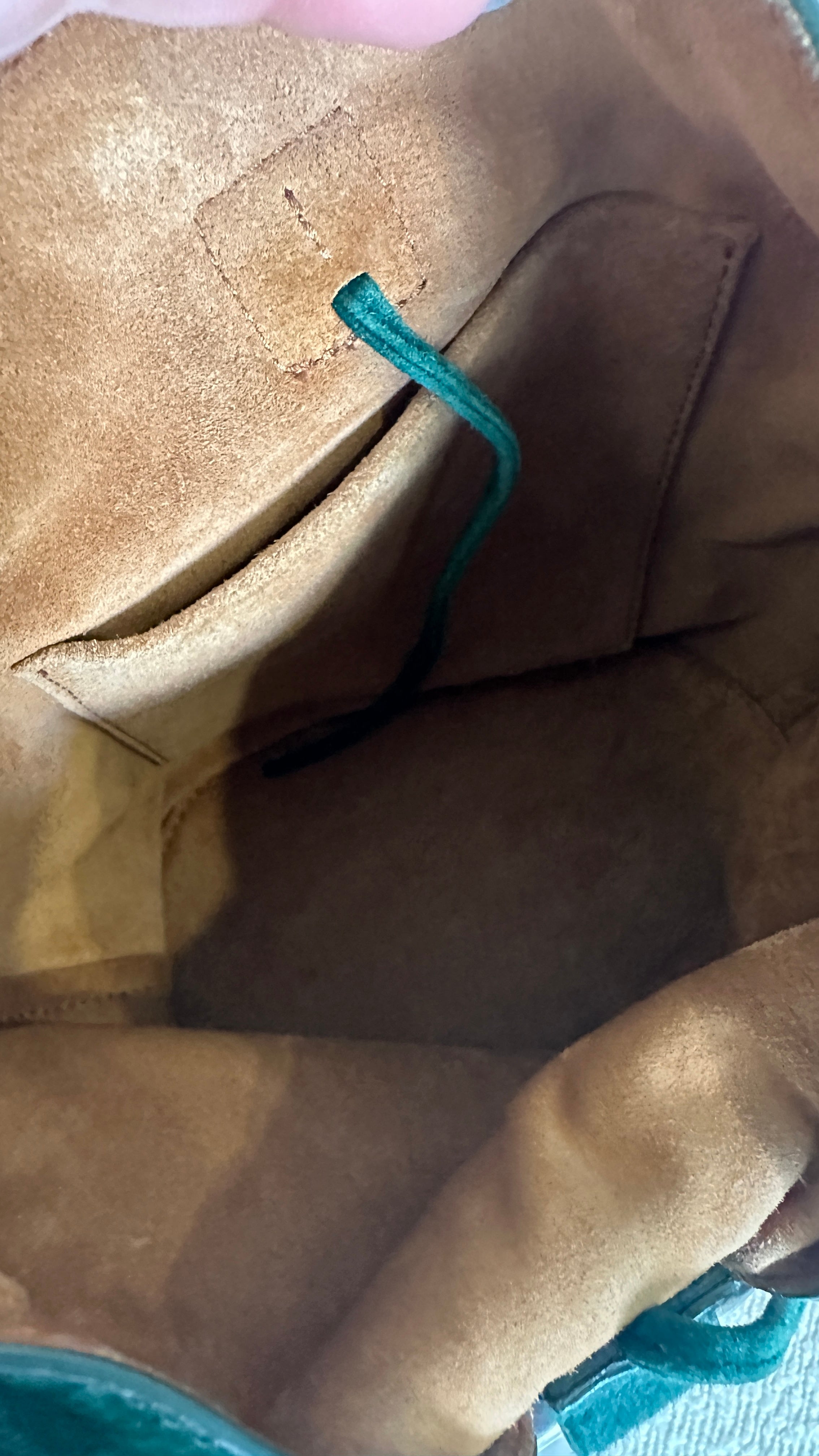 BOTTEGA VENETA SMALL PONY HAIR DROP BUCKET BAG IN GREEN