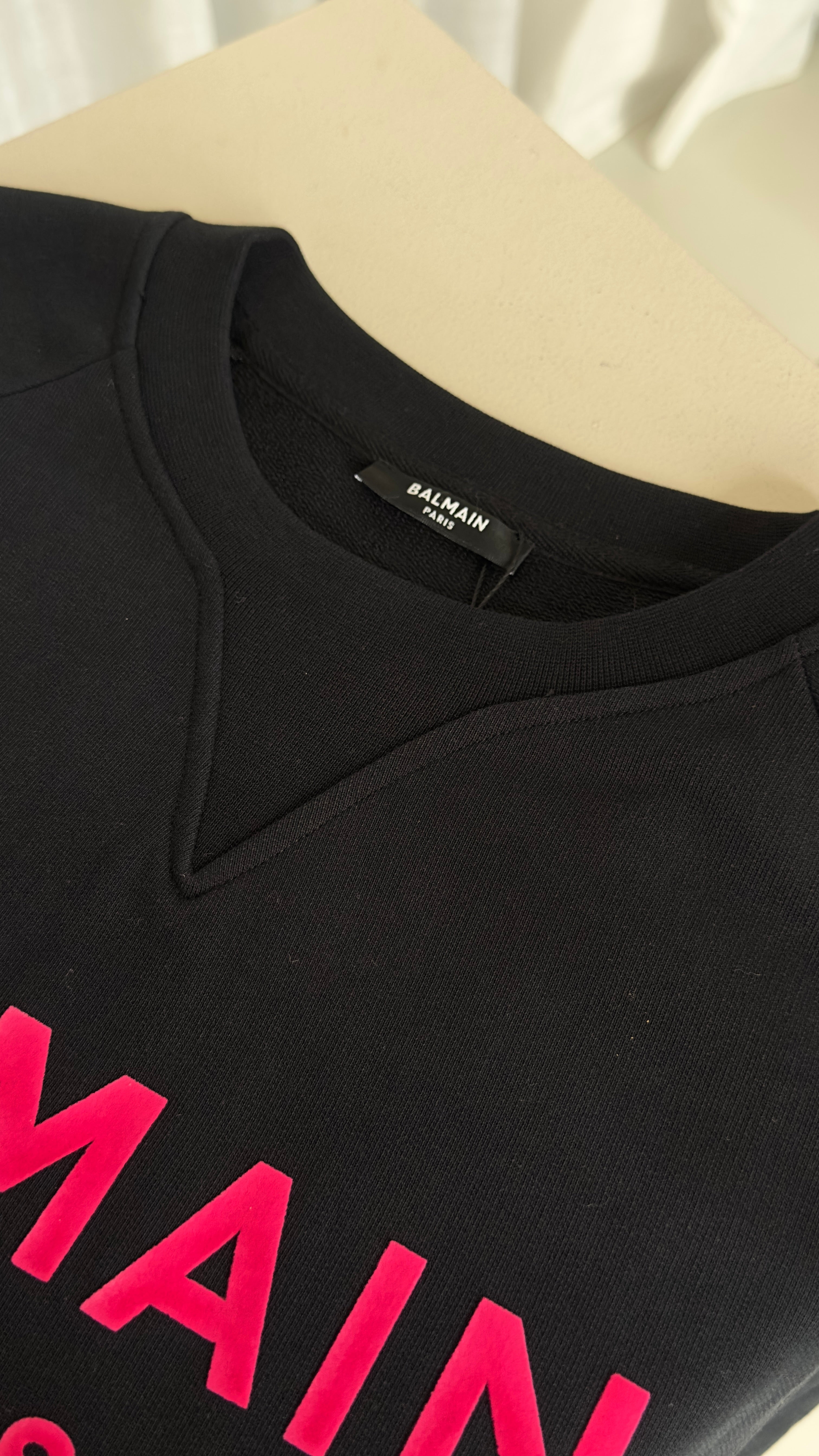 Balmain Red Logo Sweatshirt In Black - Size L