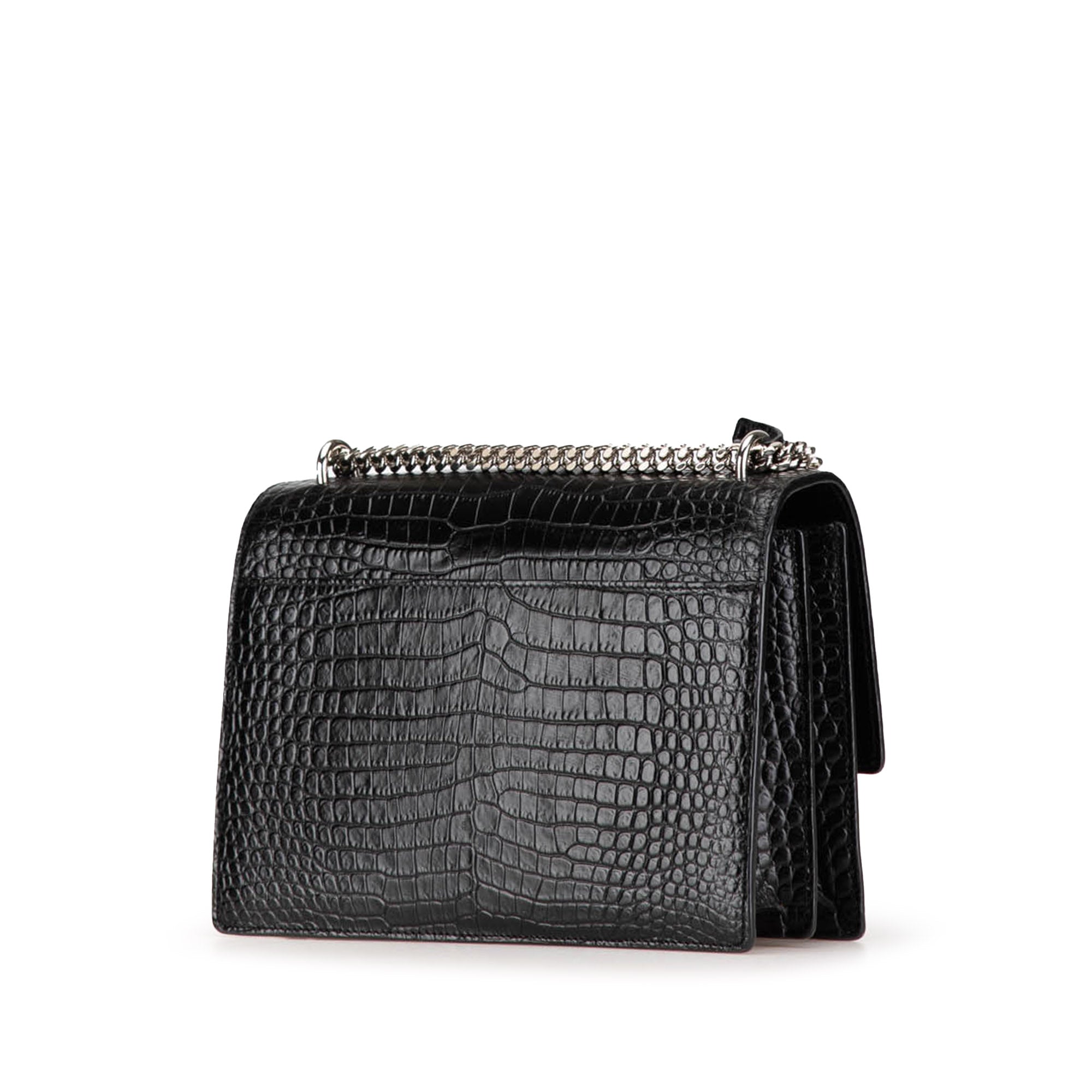 Saint Laurent Medium Embossed Sunset Crossbody Bag In Black