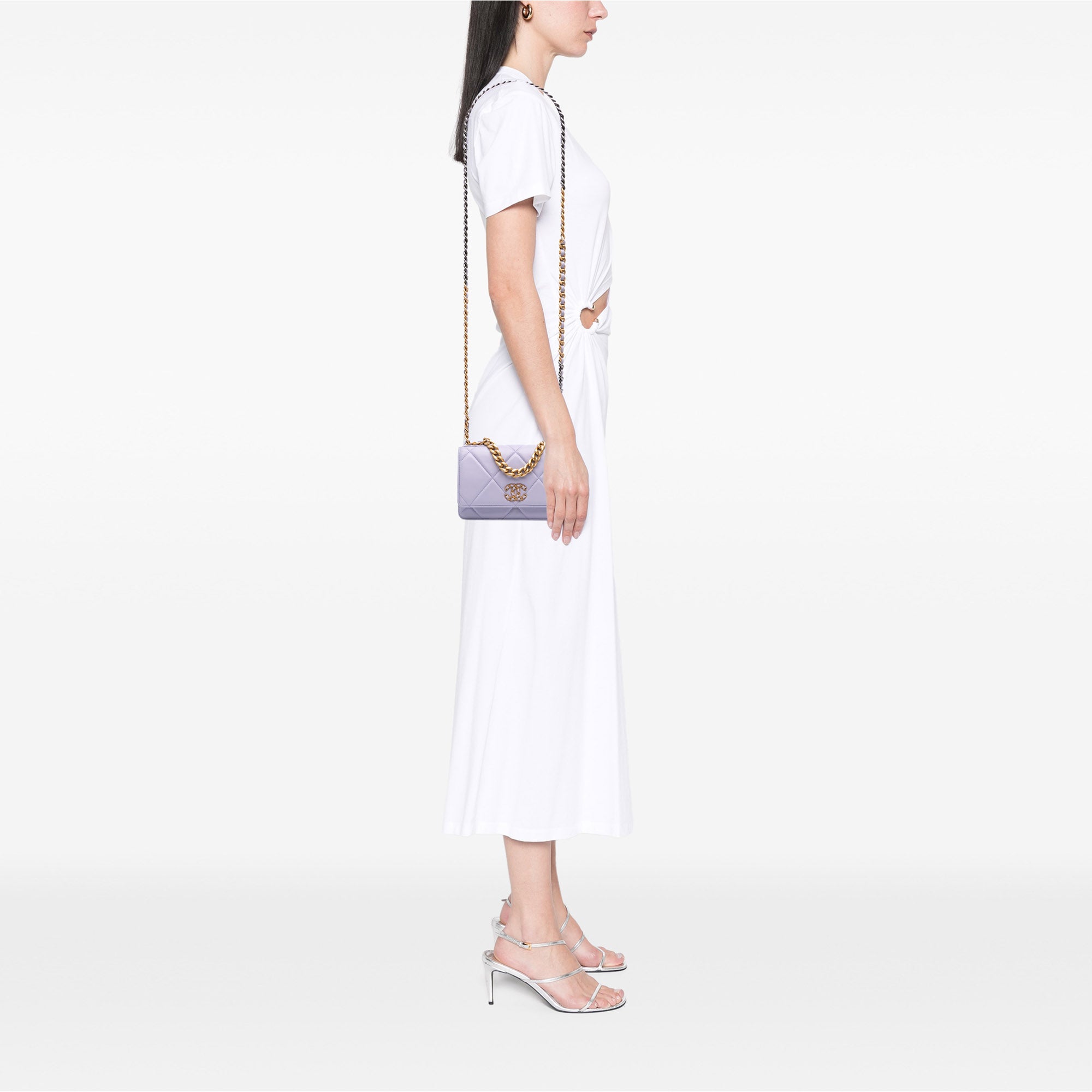 Chanel Quilted Lambskin 19 Wallet on Chain In Purple