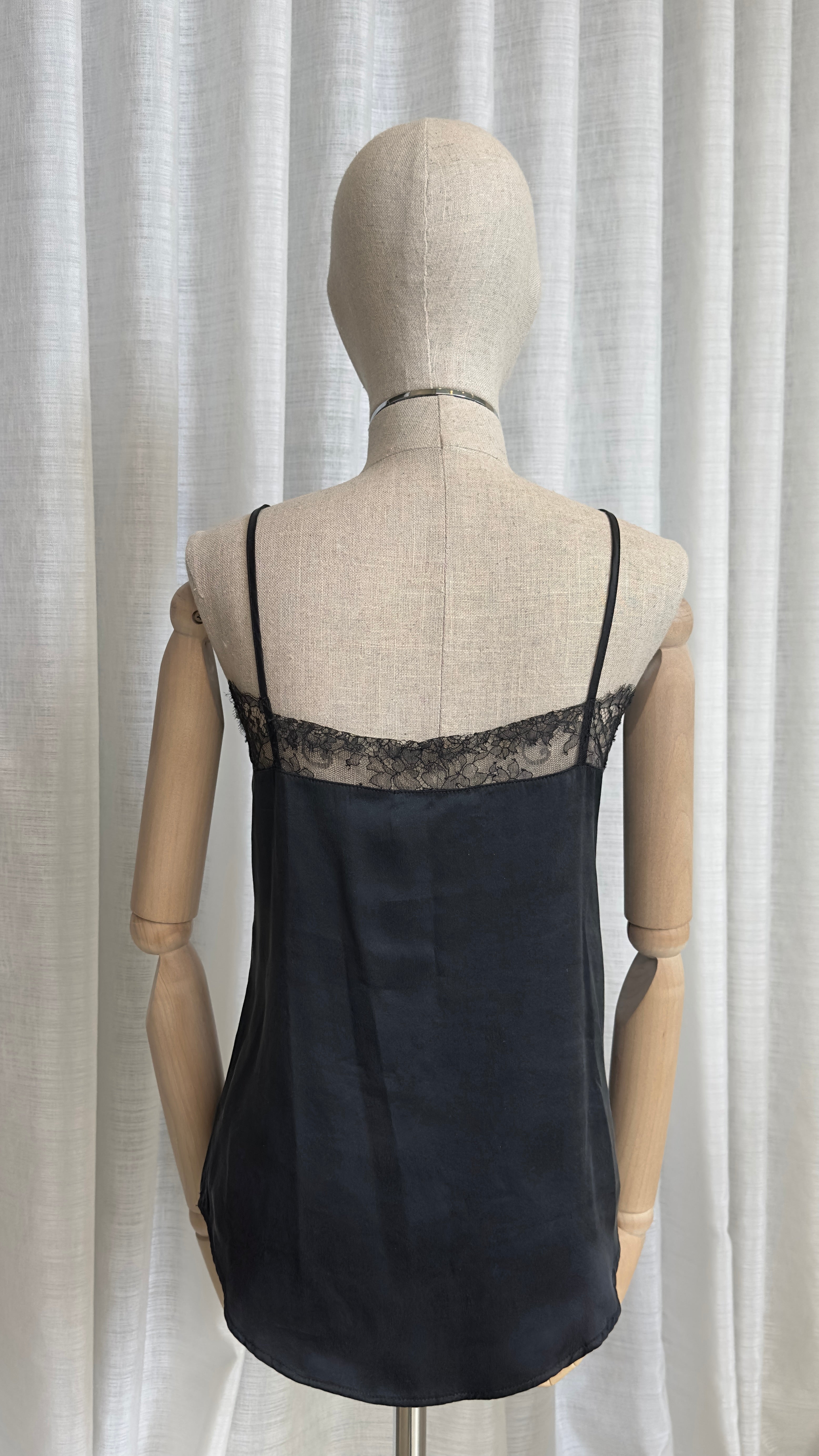 Balmain Silk Top with Lace Detail - Size M