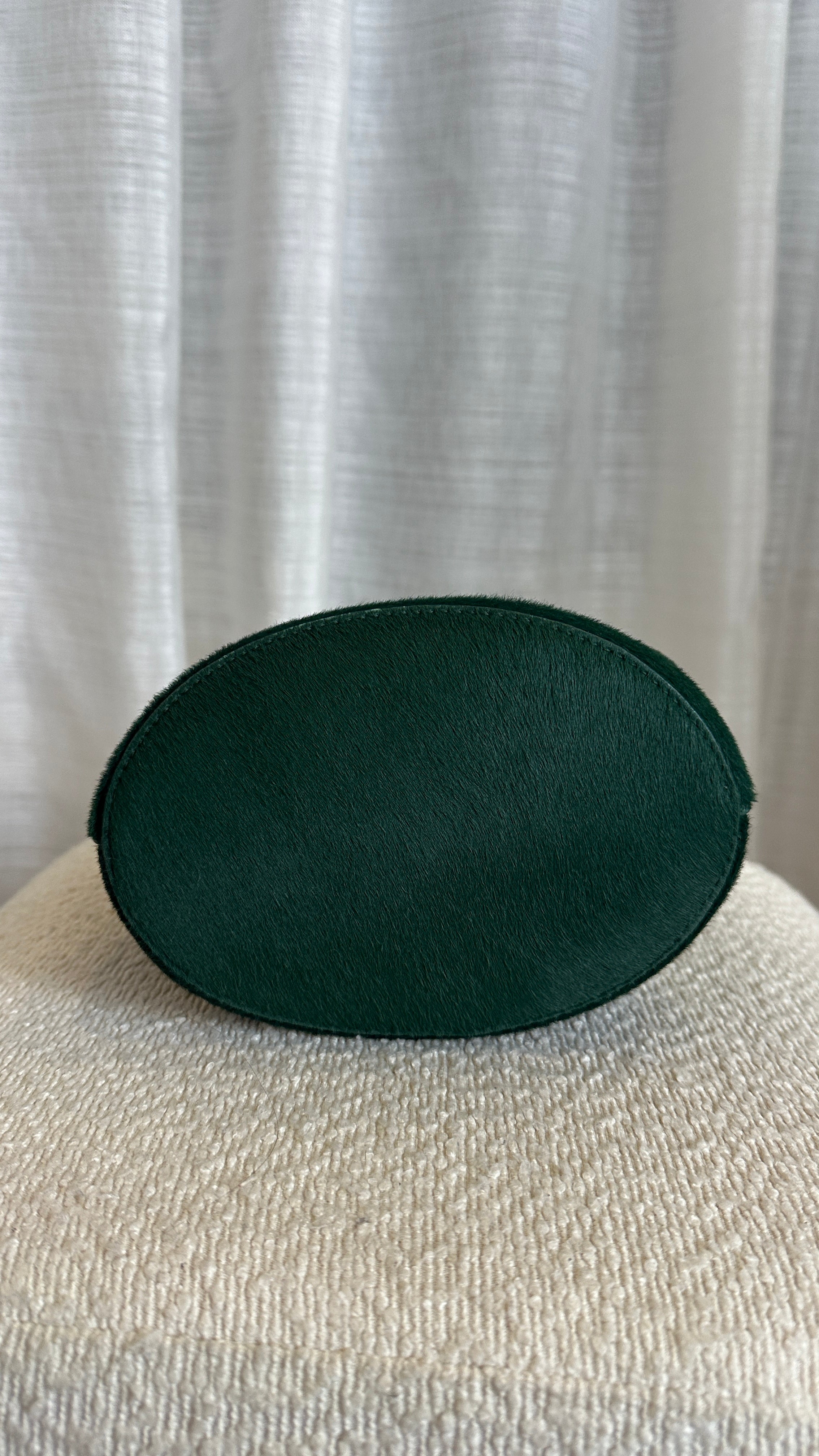 BOTTEGA VENETA SMALL PONY HAIR DROP BUCKET BAG IN GREEN