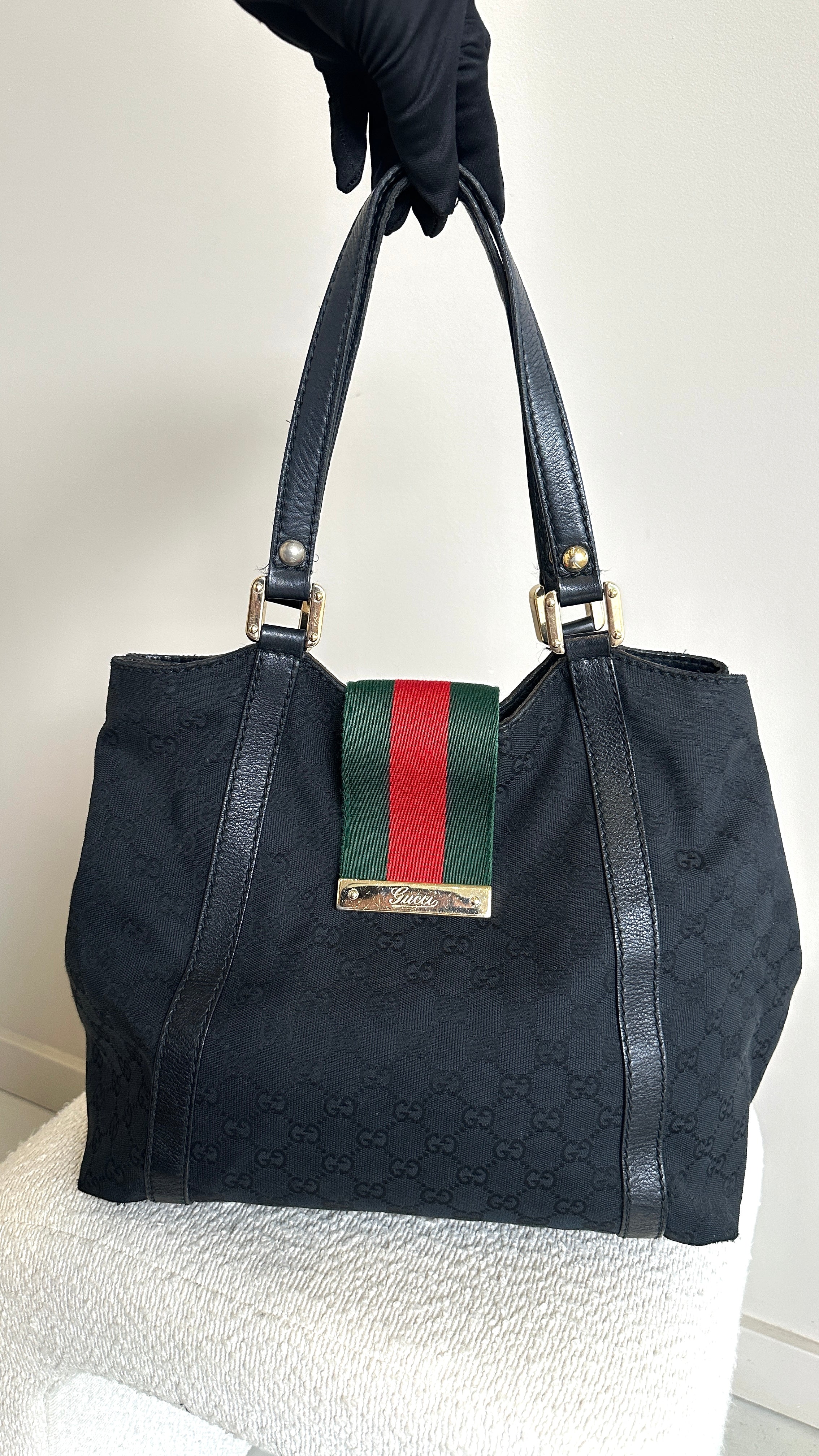 GUCCI VINTAGE TOTE BAG IN BLACK