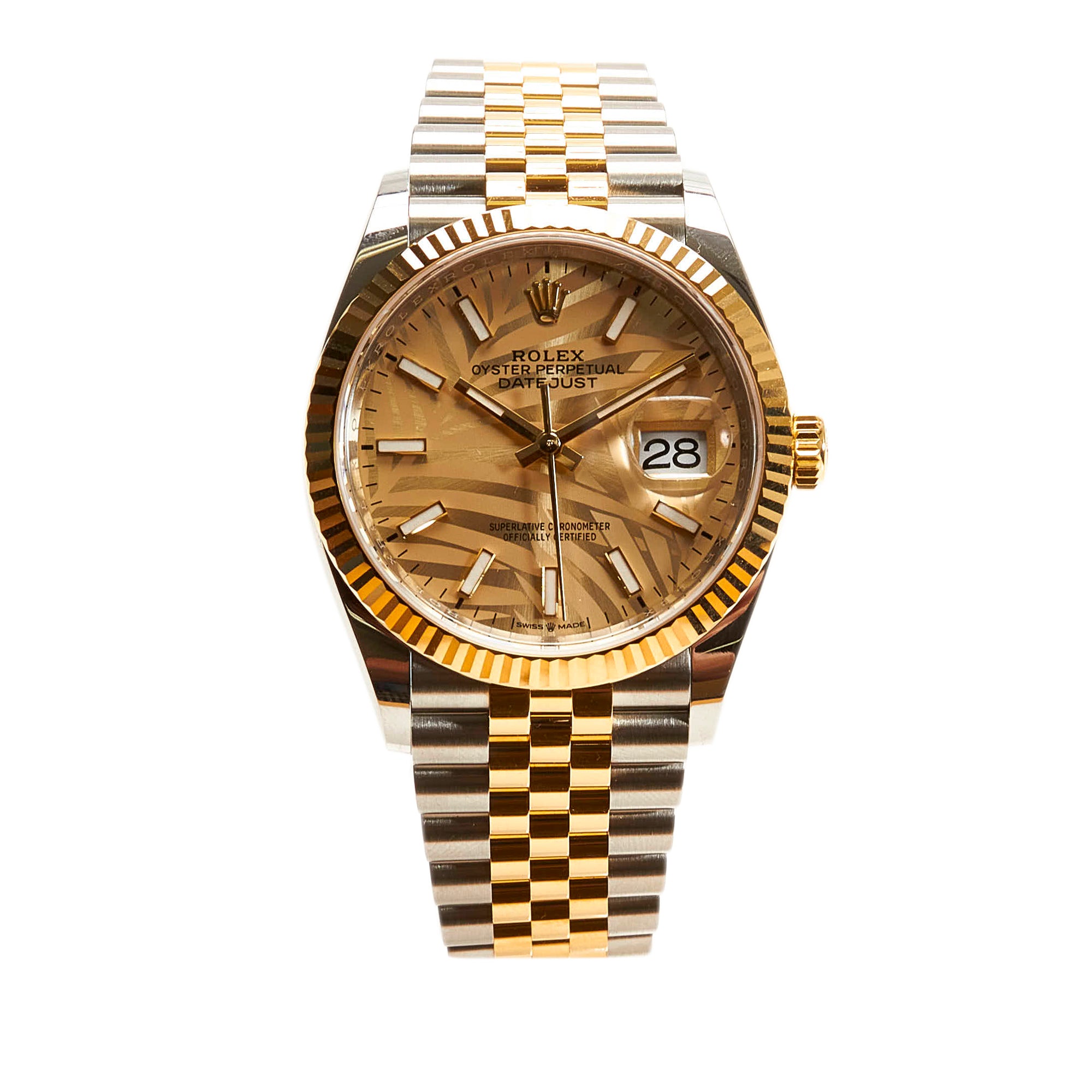 Rolex Oyster Perpetual Datejust 36 mm Palm Dial Watch