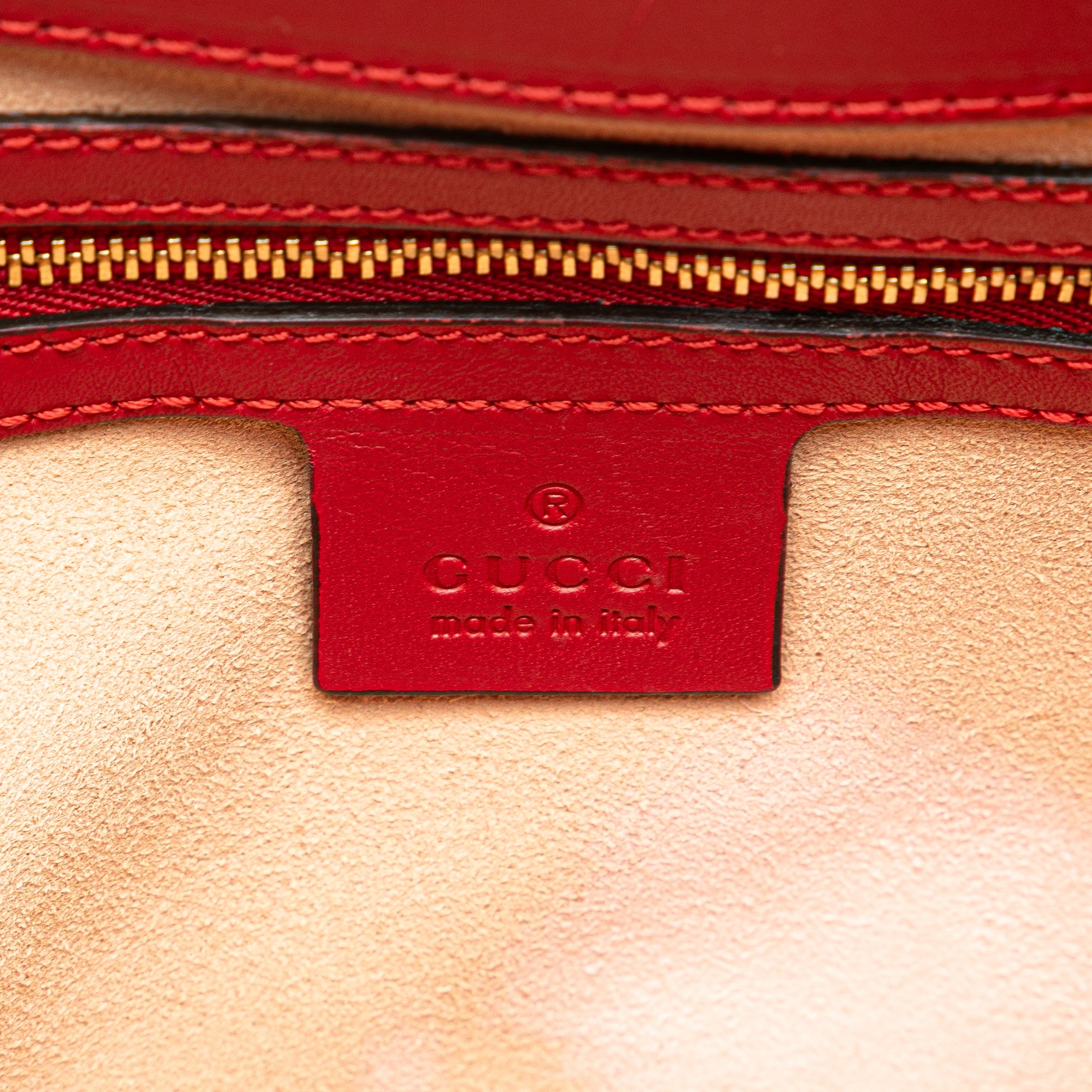 Gucci Small Leather Bamboo Nymphaea Satchel In Red