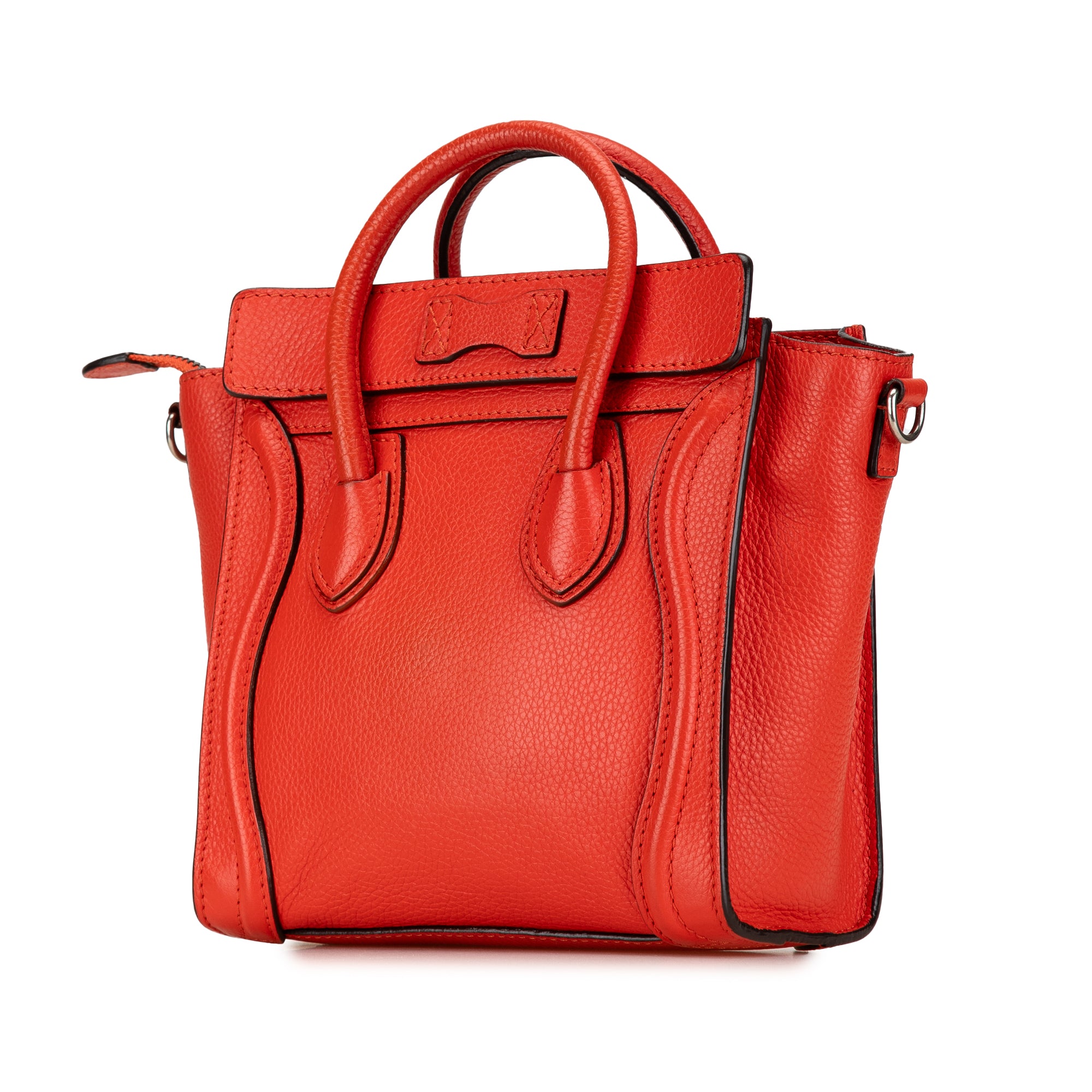 Celine Nano Luggage Tote Leather Satchel In Red